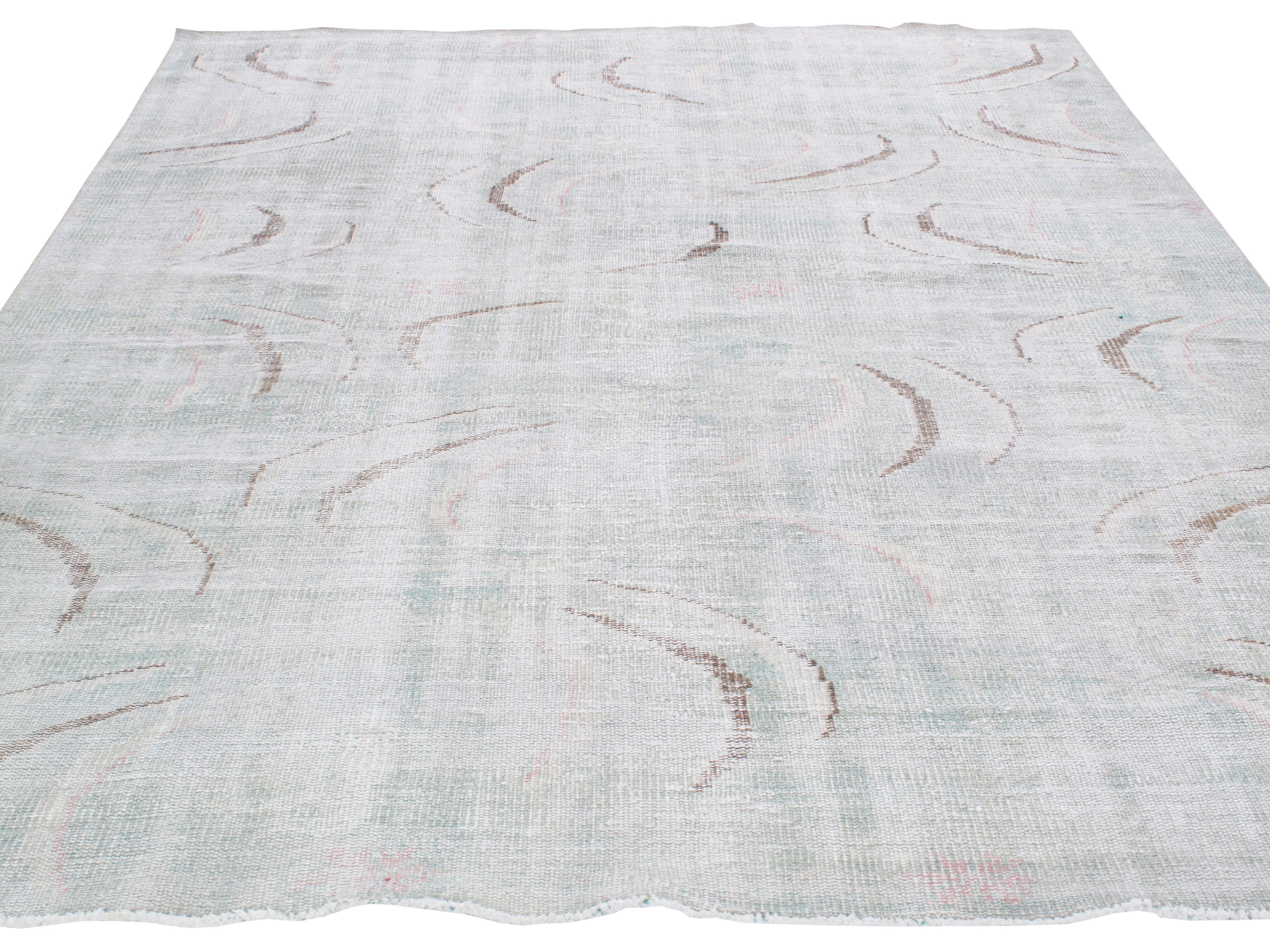 Vintage Turkish Art Deco Rug in Soft Pastels
