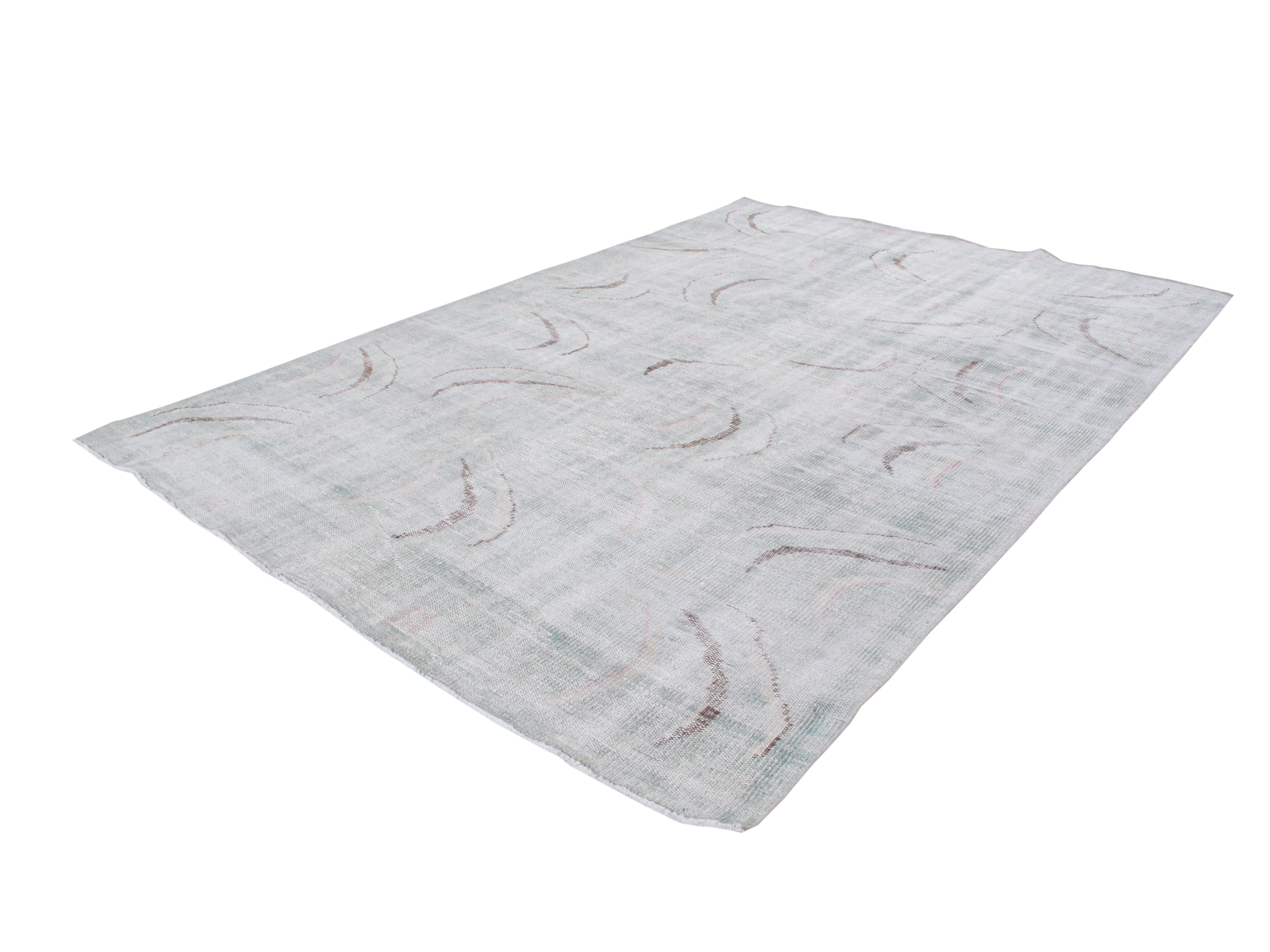 Vintage Turkish Art Deco Rug in Soft Pastels