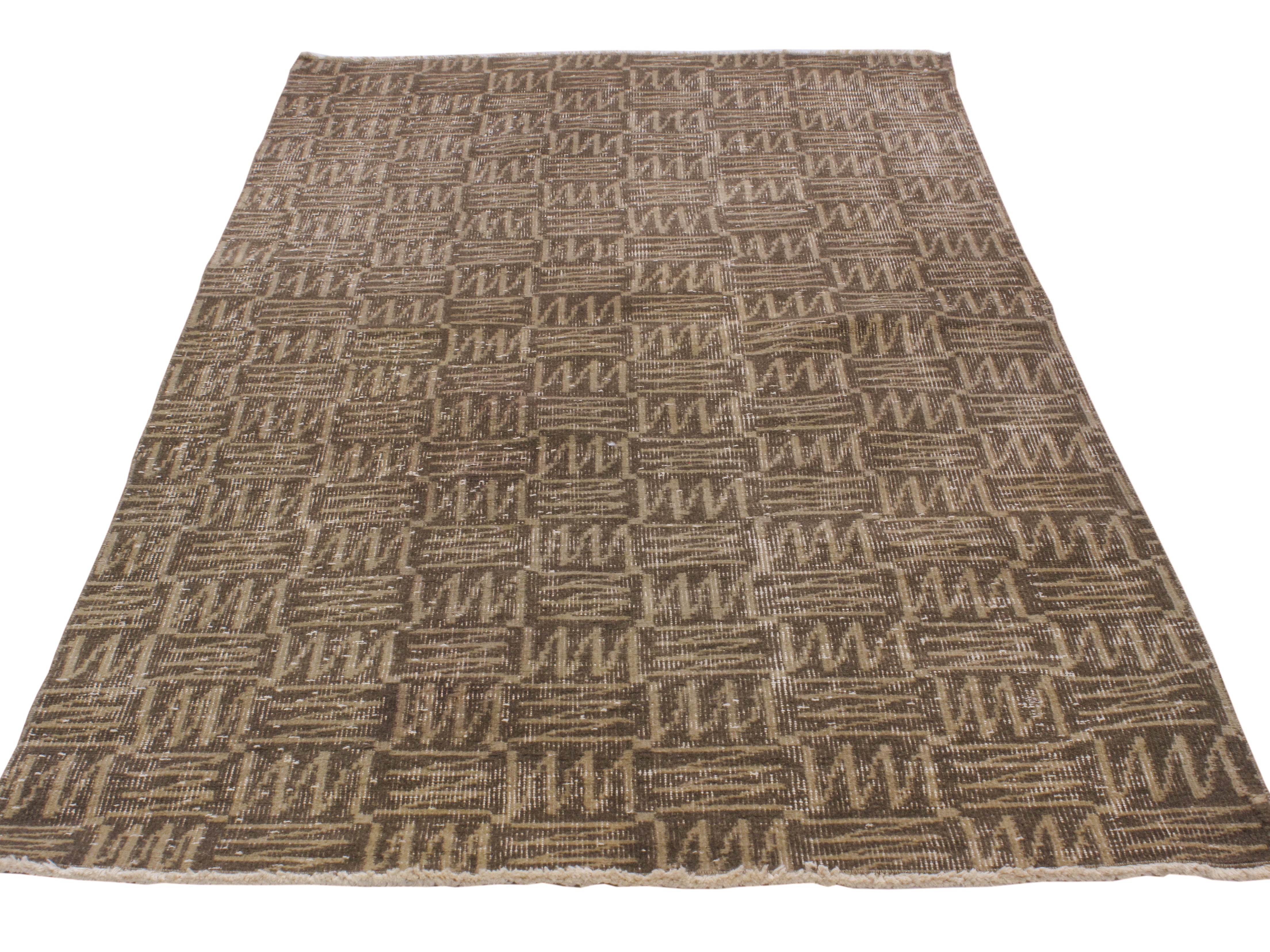 Vintage Geometric Art Deco Flatweave Rug