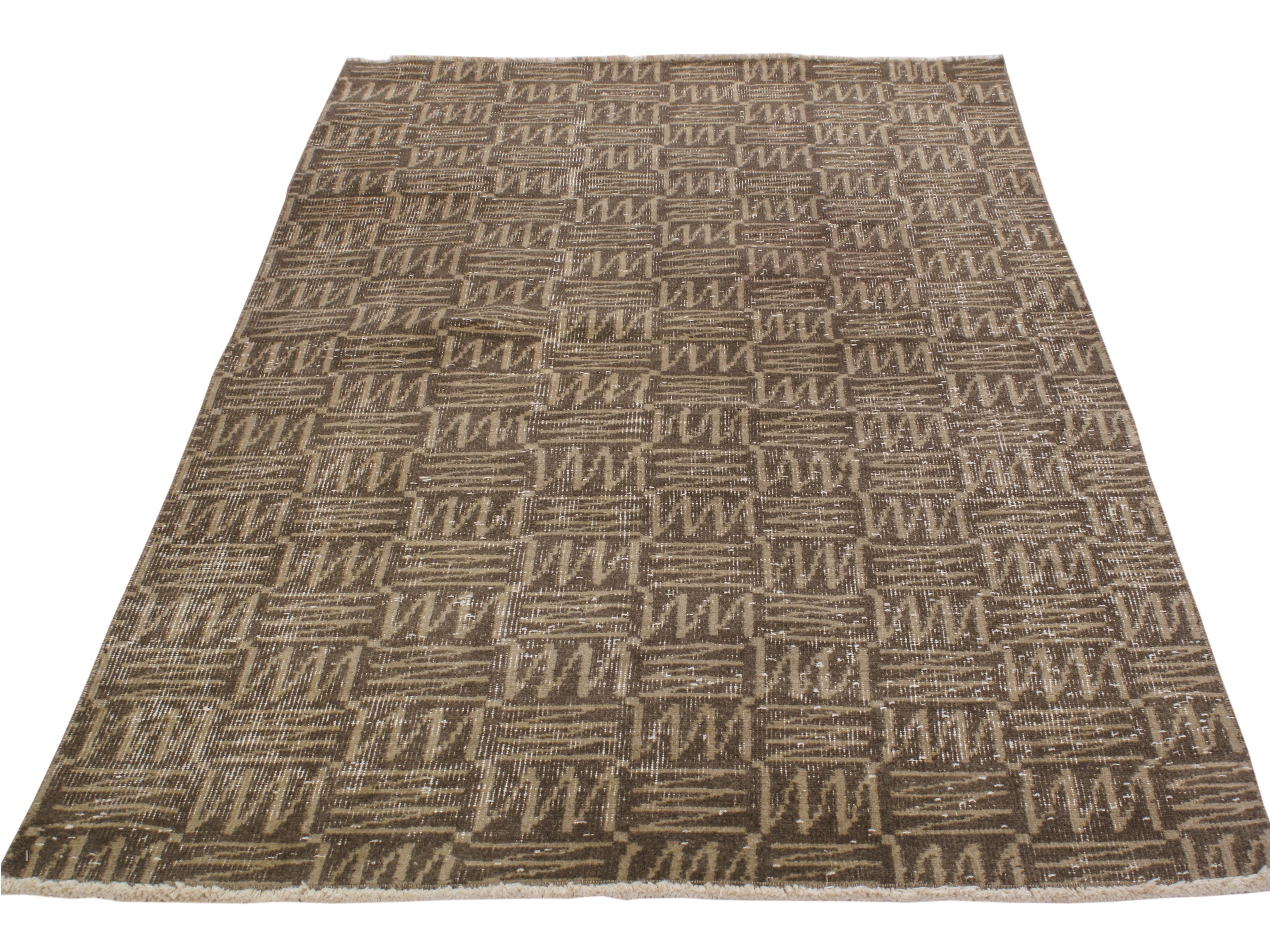Vintage Geometric Art Deco Flatweave Rug