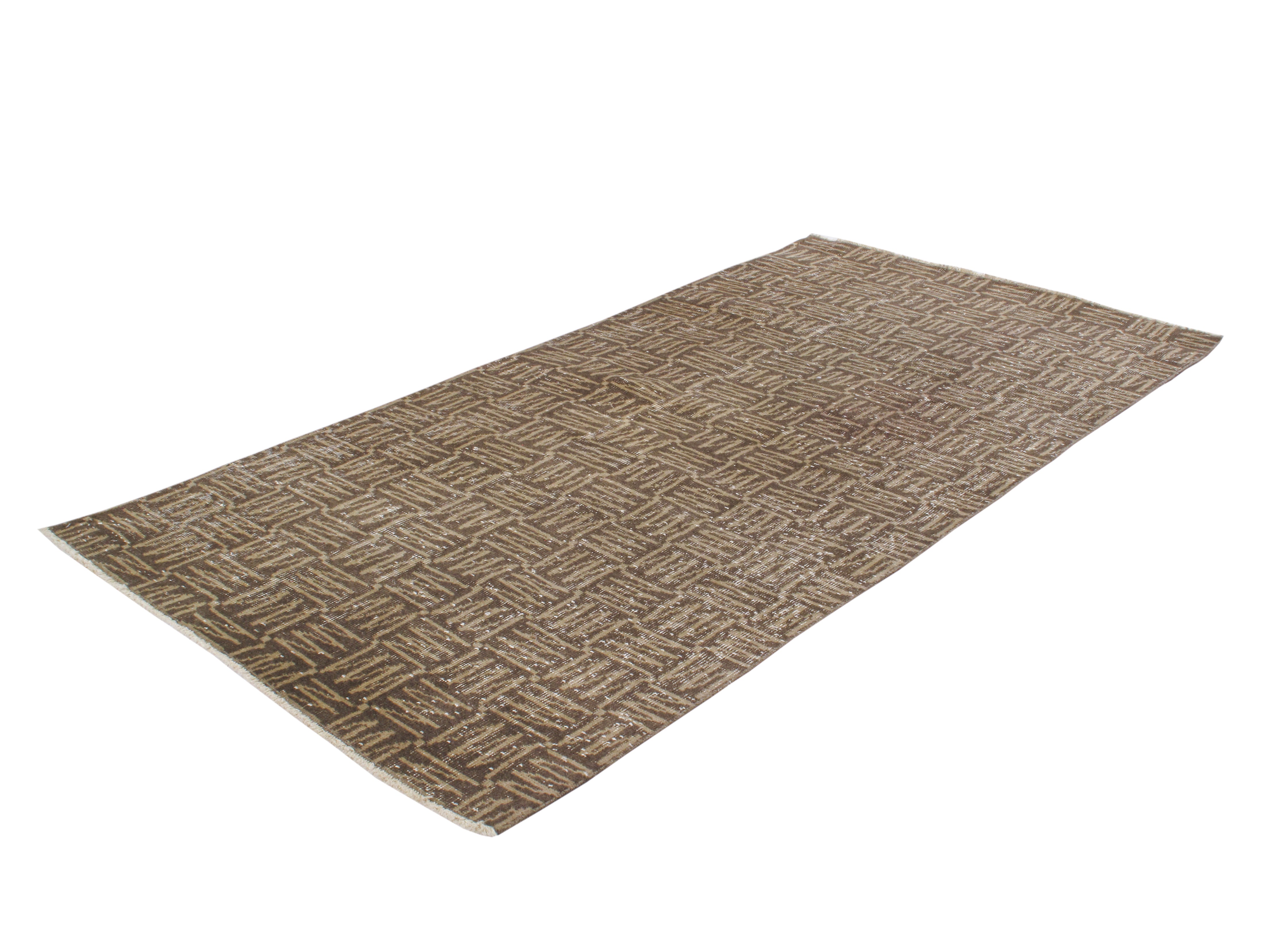 Vintage Geometric Art Deco Flatweave Rug