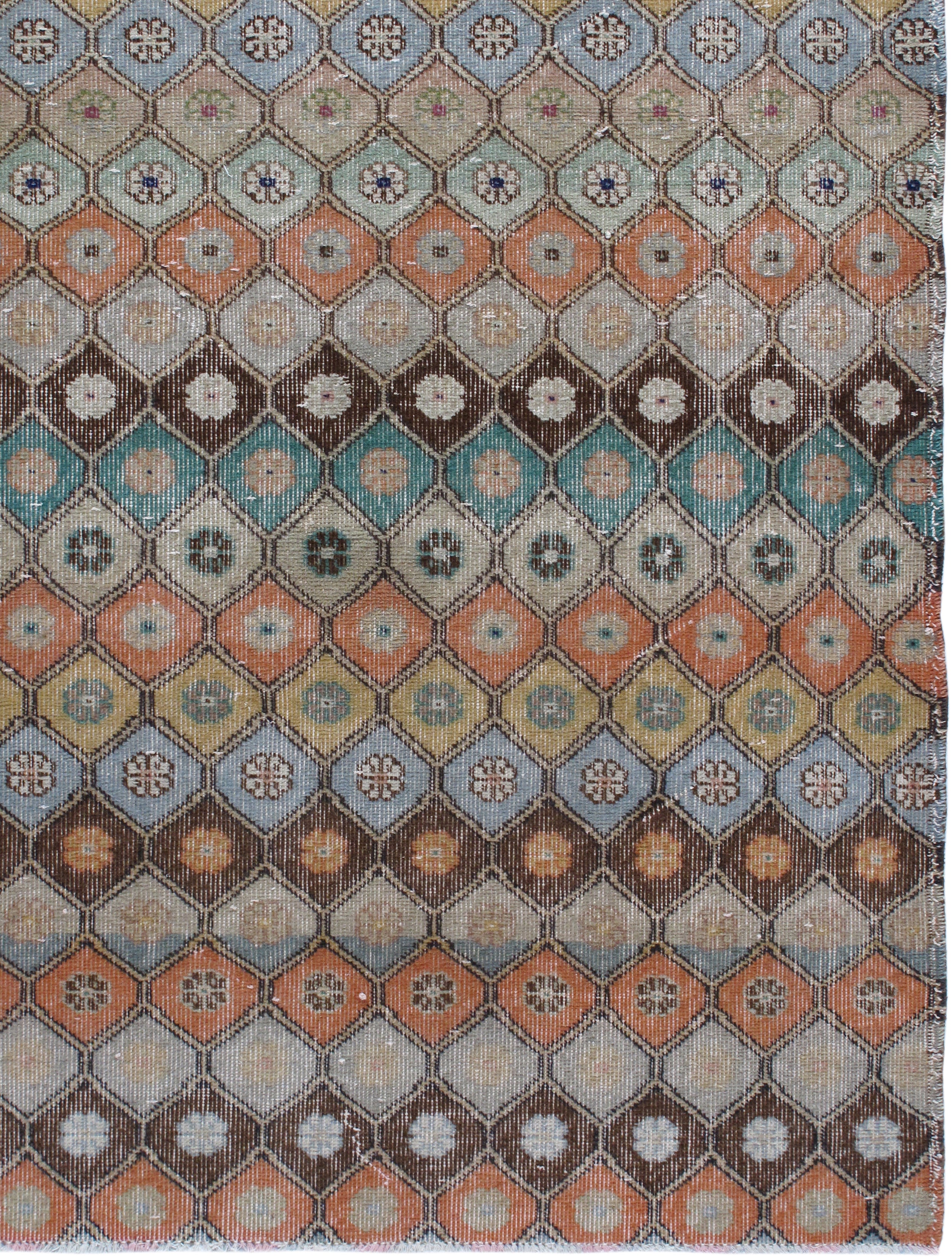 Vintage Multicolor Diamond Flatweave Rug