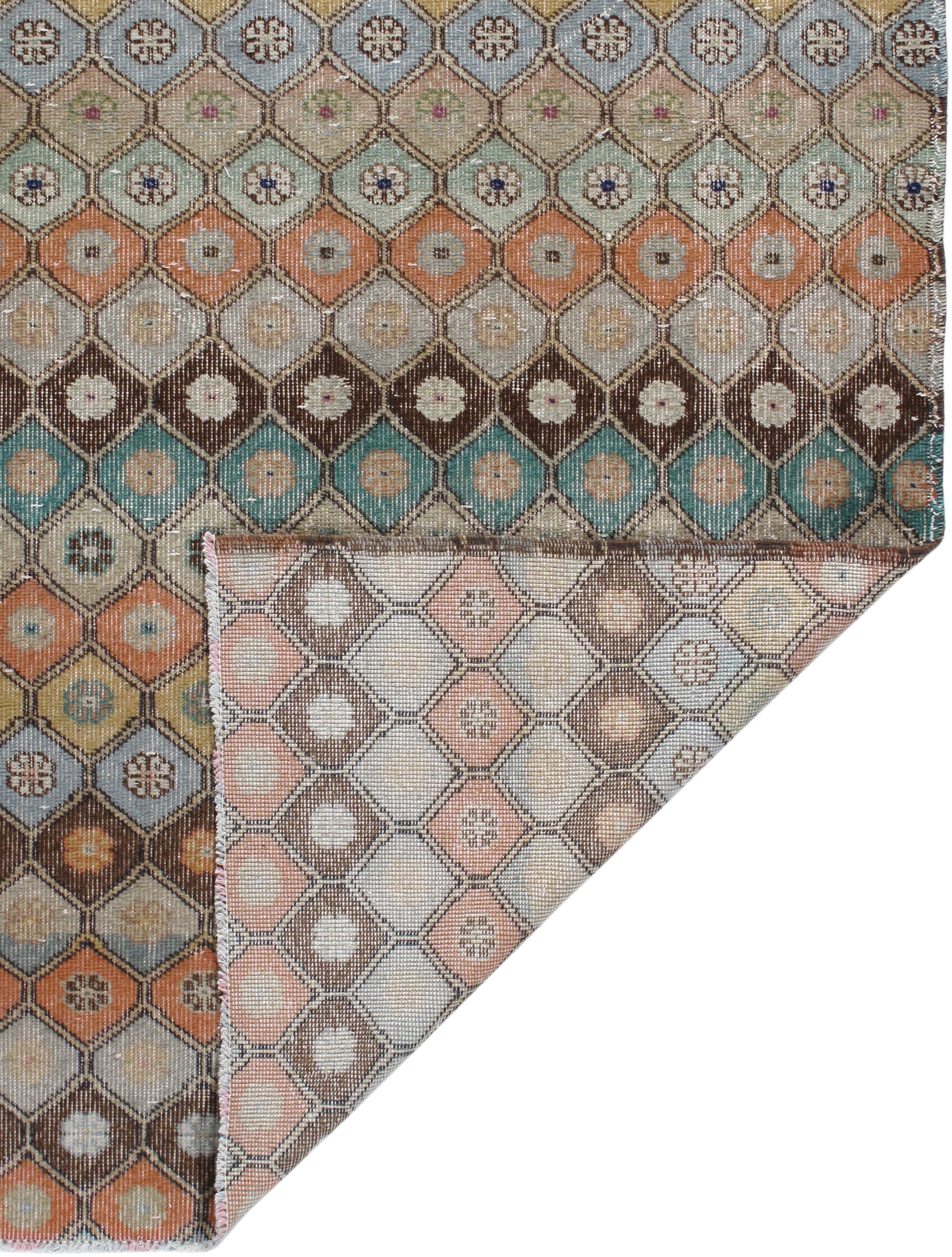 Vintage Multicolor Diamond Flatweave Rug