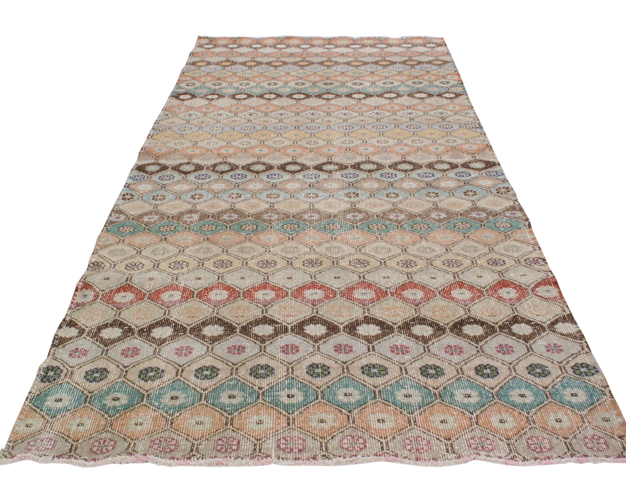 Vintage Multicolor Diamond Flatweave Rug