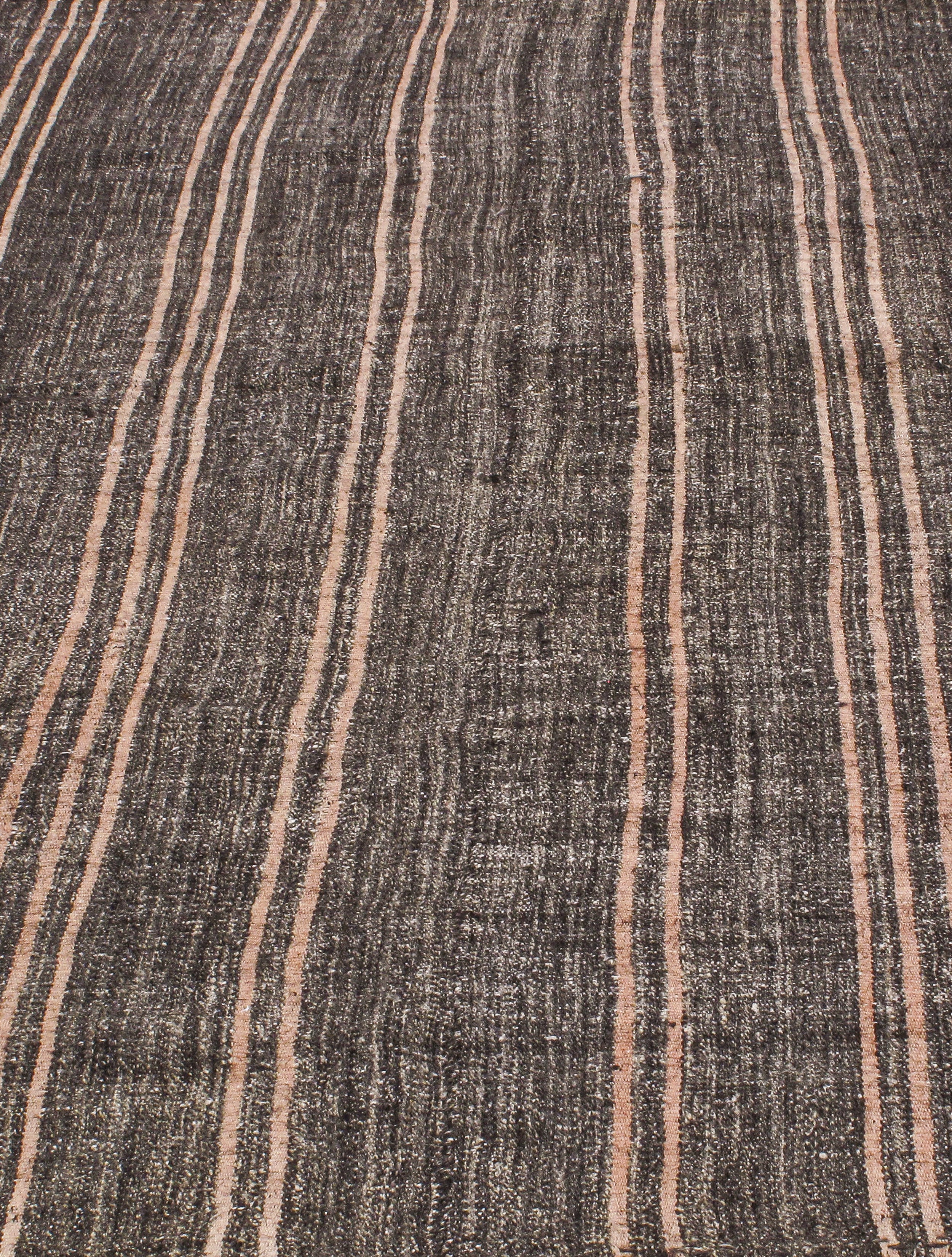 Vintage Brown Flatweave Rug with Terracotta Stripes