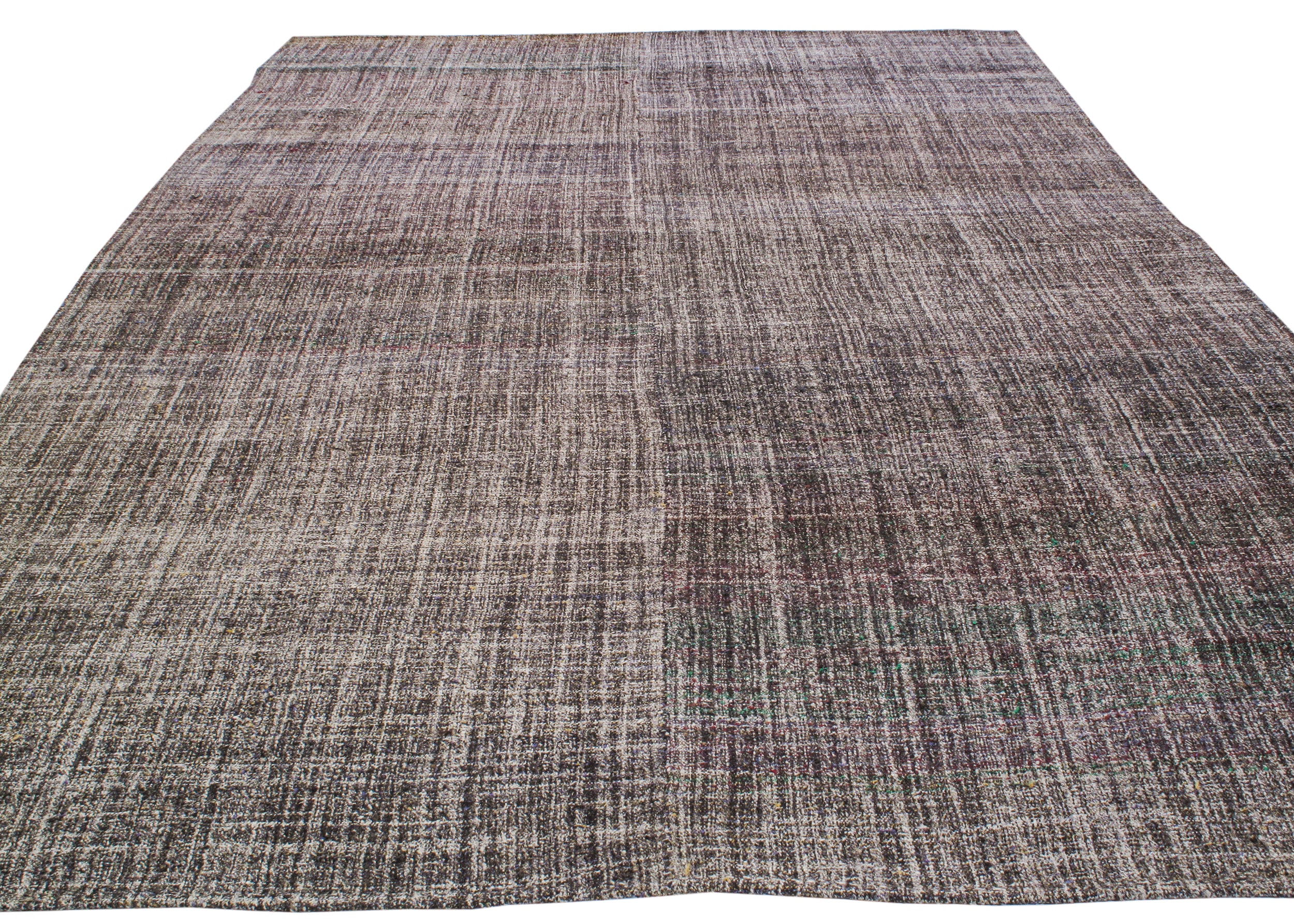 Vintage Earth-Toned Flatweave Rug with Subtle Color Shifts