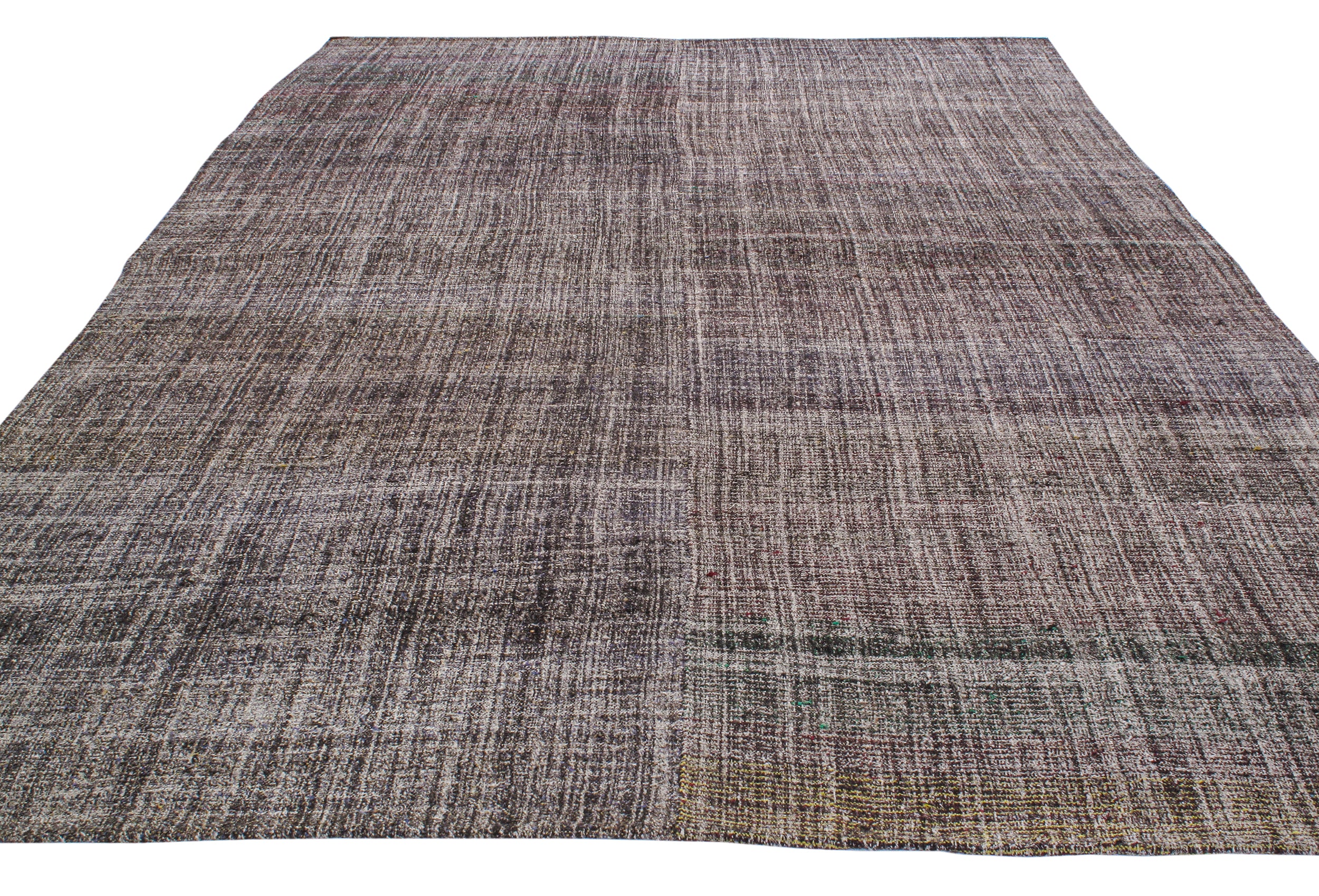 Vintage Earth-Toned Flatweave Rug with Subtle Color Shifts