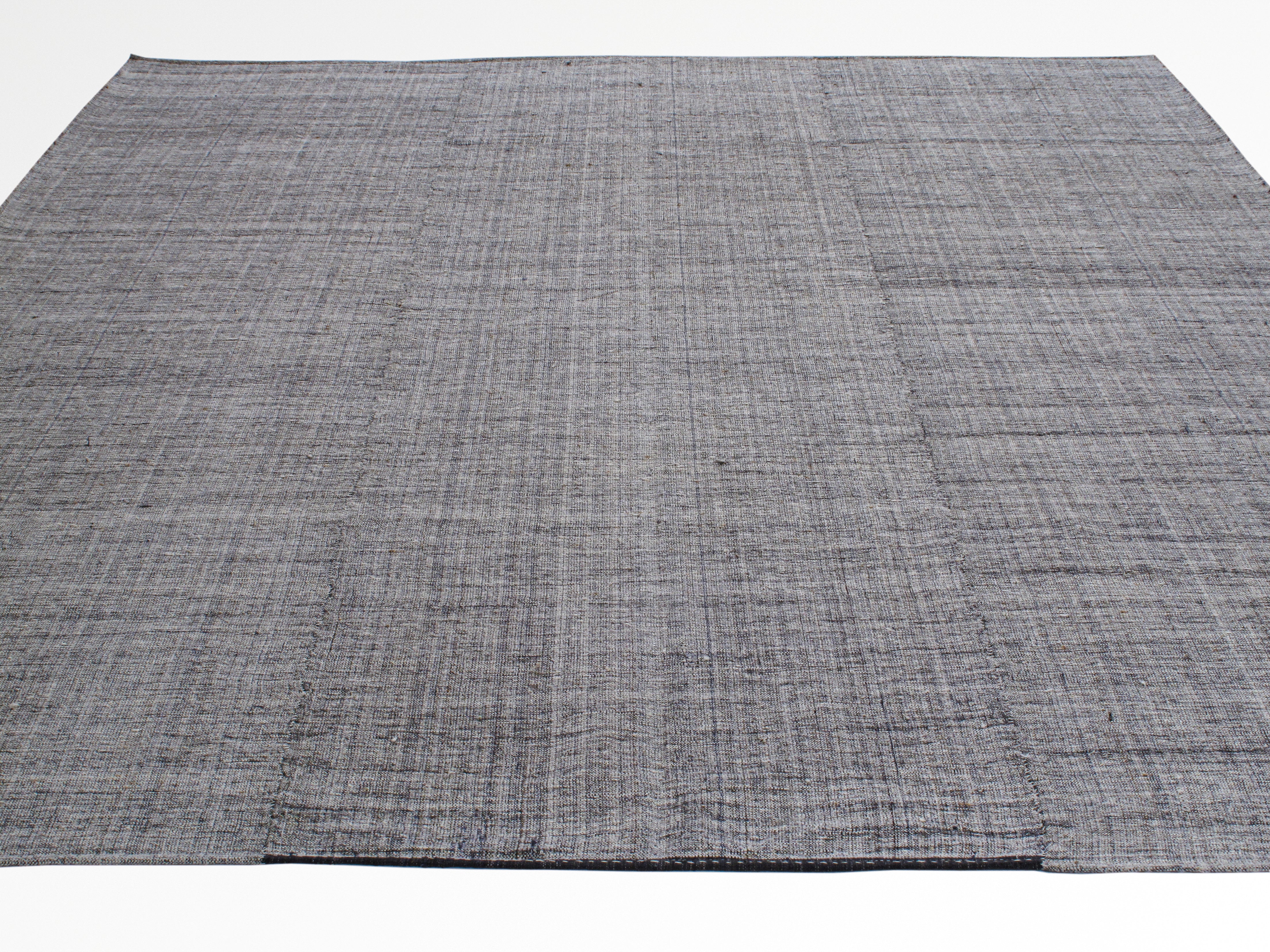 Modern Charcoal Flatweave Rug with Tonal Texture