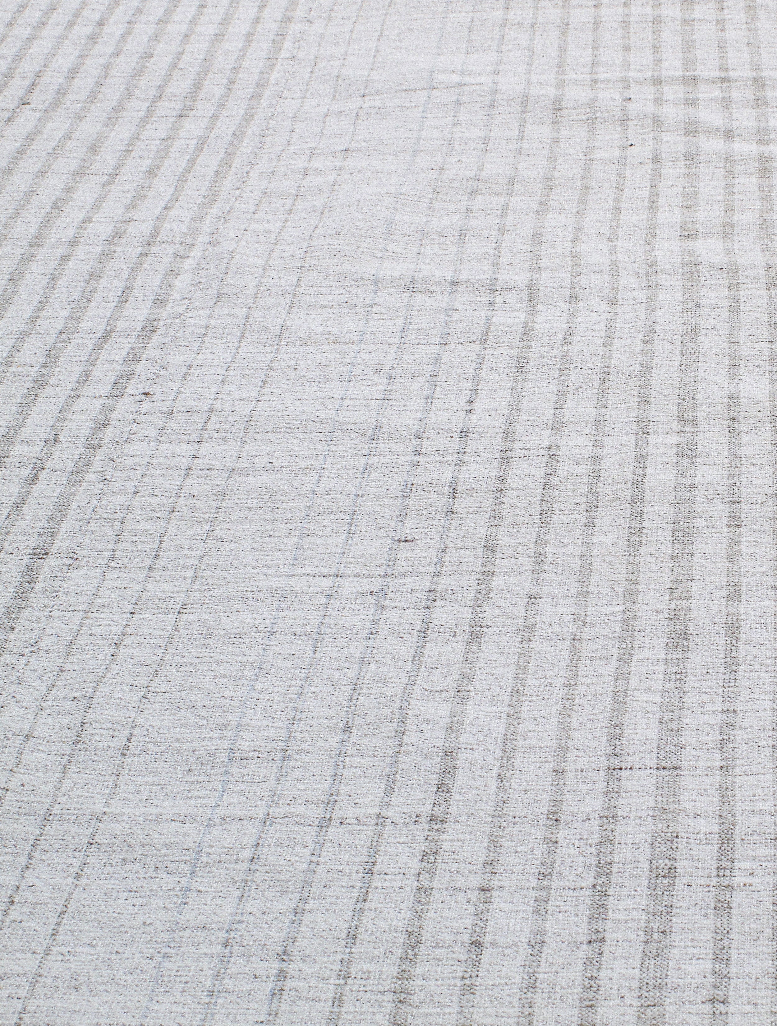 Modern Ivory Flatweave Rug with Fine Vertical Striping