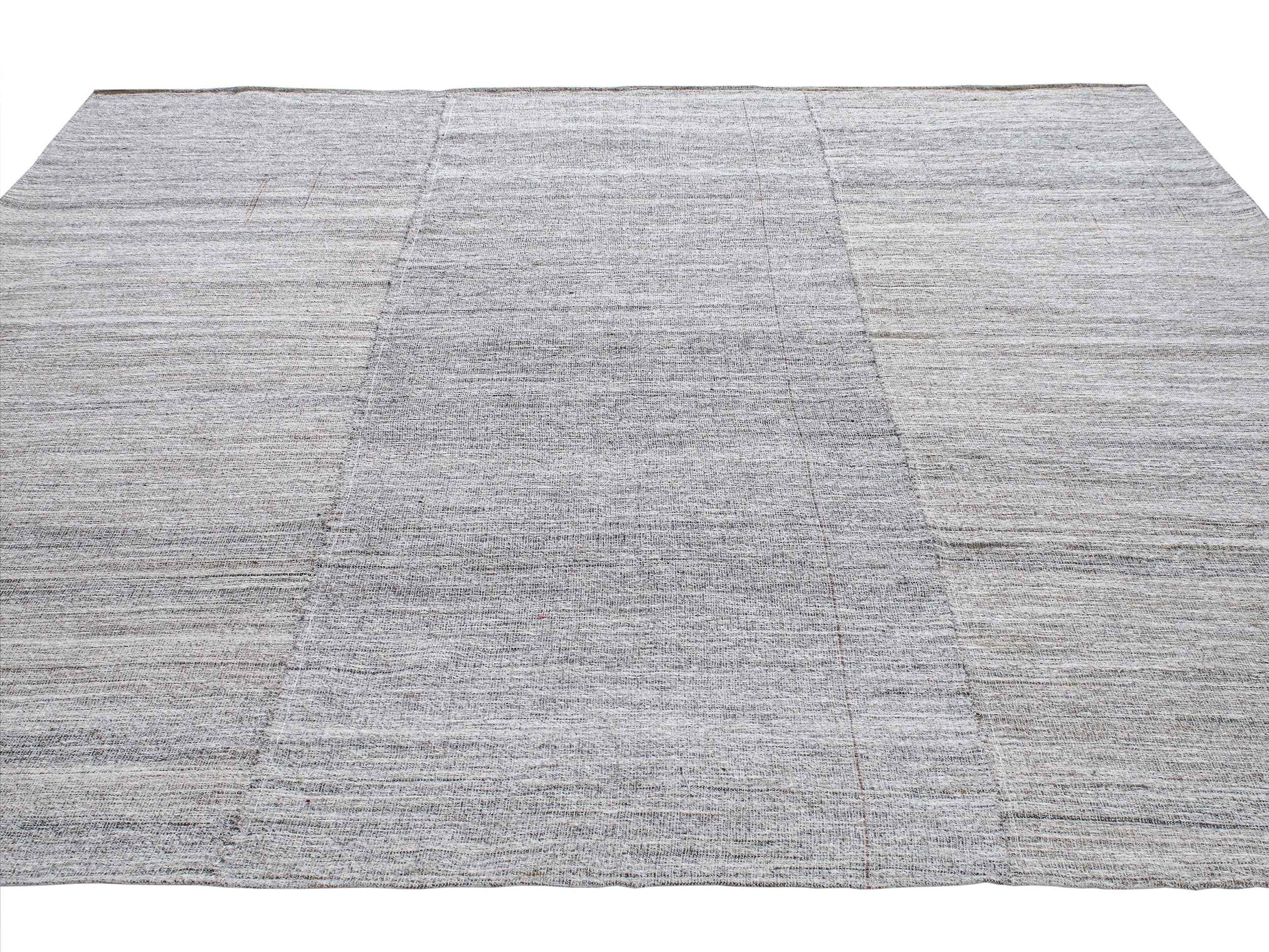Modern Neutral Flatweave Rug with Tonal Block Pattern