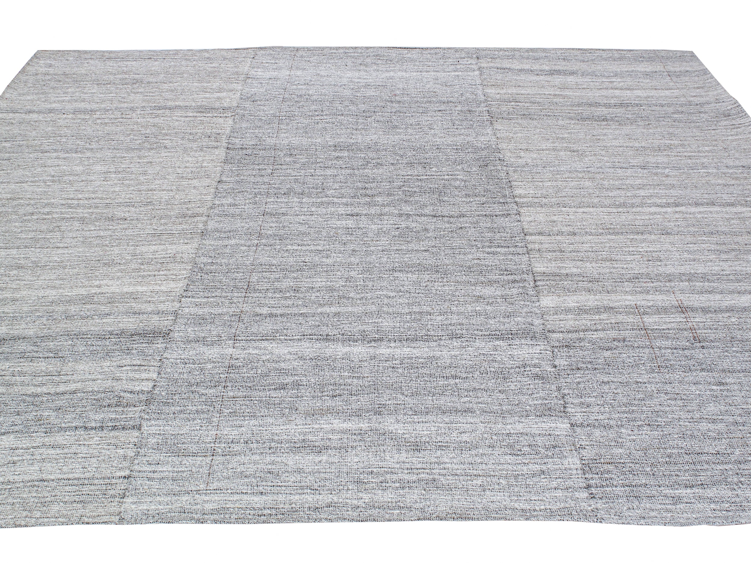 Modern Neutral Flatweave Rug with Tonal Block Pattern