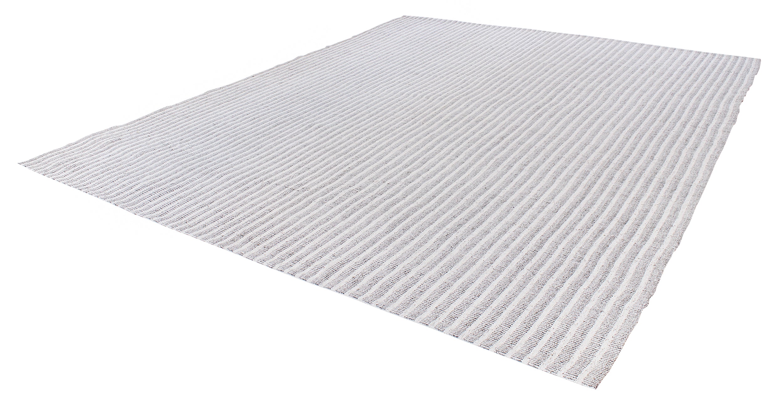 Minimalist Ivory and Slate Wool Rug with Woven Grid Texture