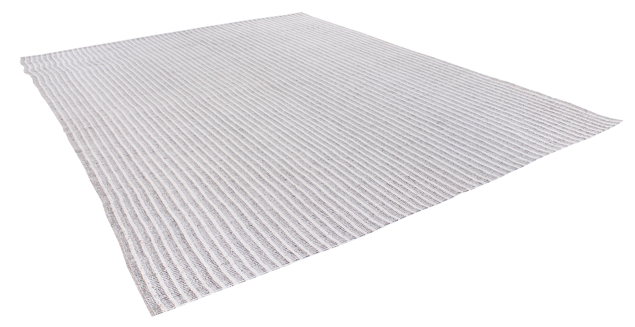 Minimalist Ivory and Slate Wool Rug with Woven Grid Texture
