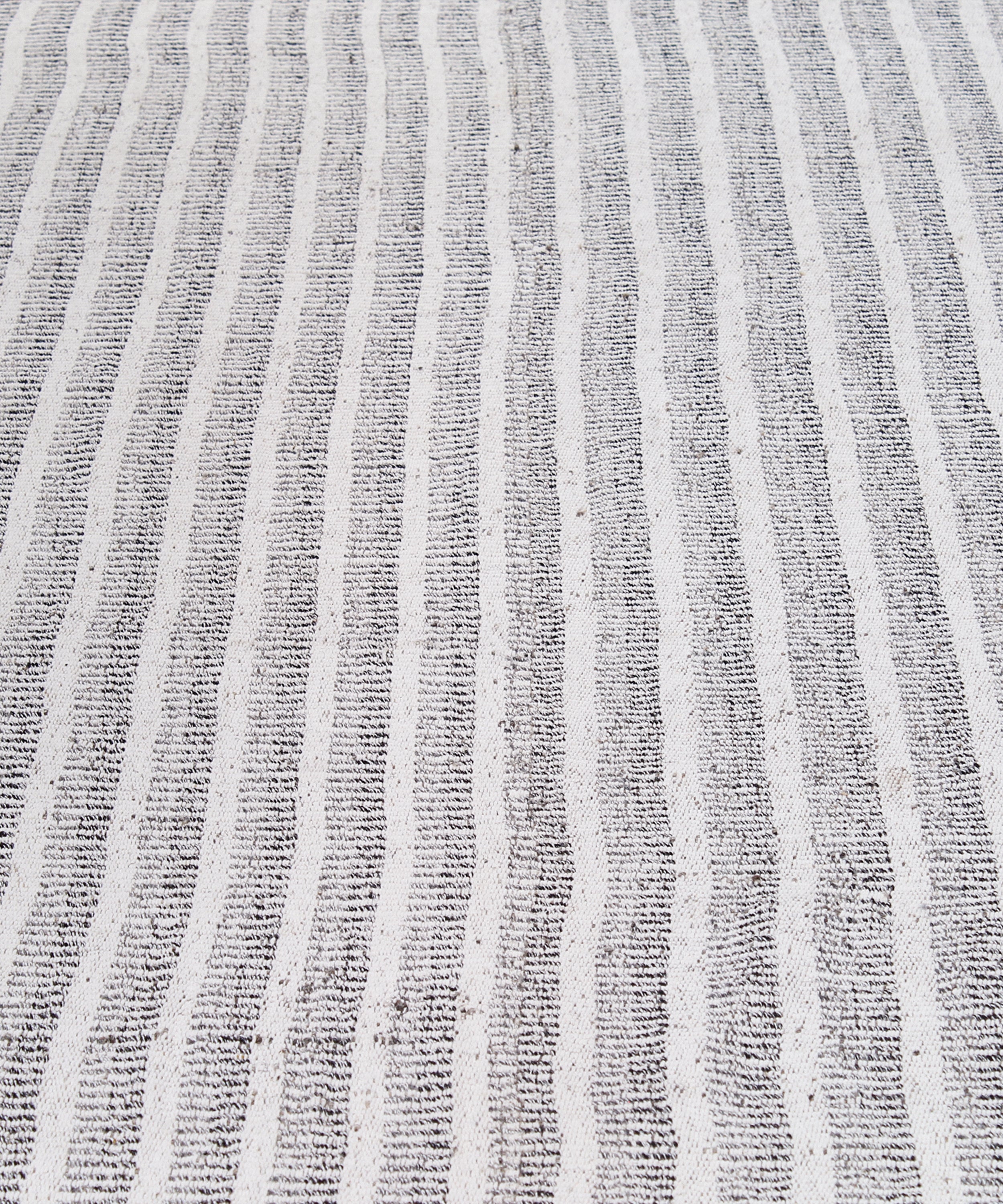 Minimalist Ivory and Slate Wool Rug with Woven Grid Texture