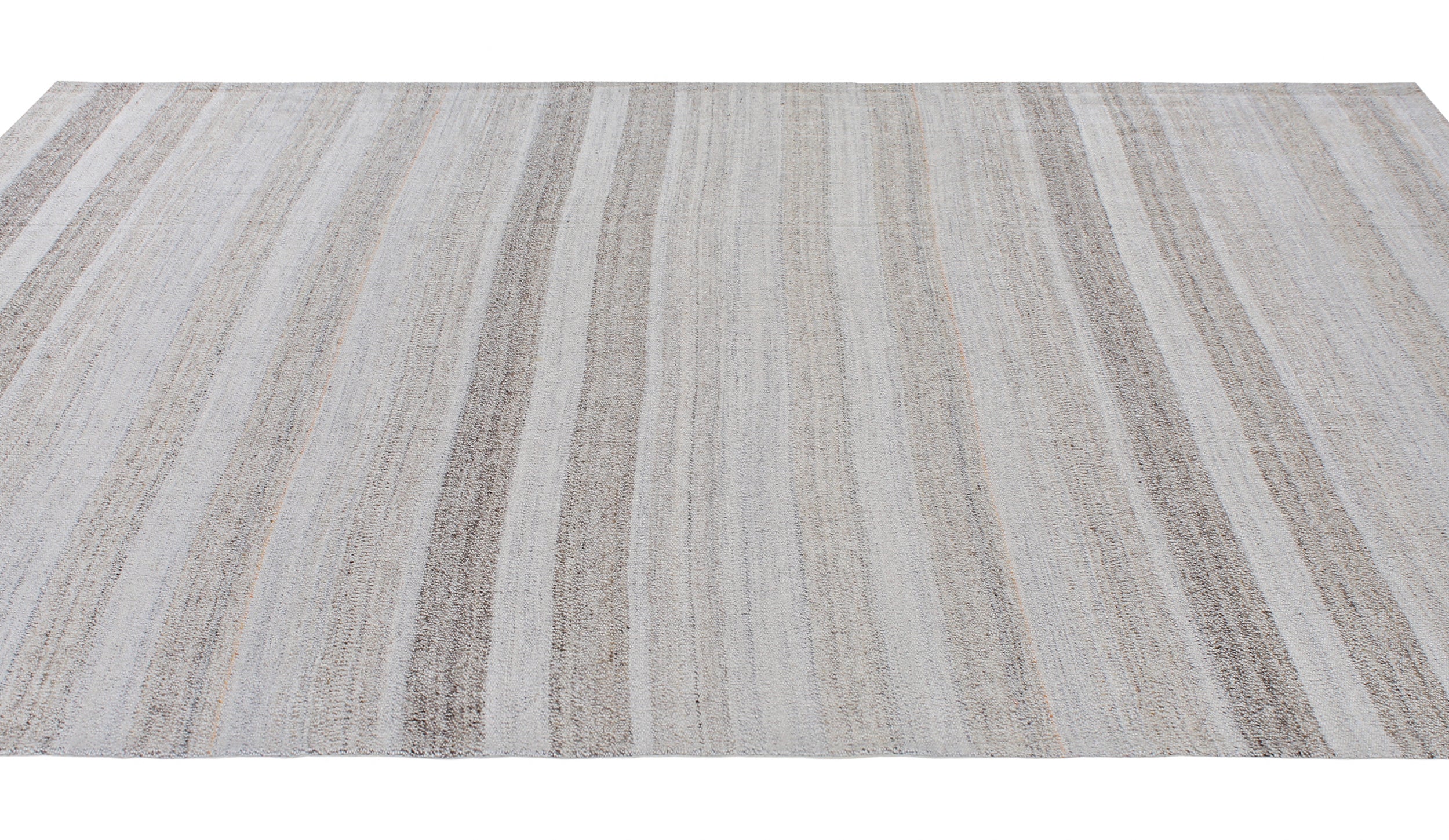 Handwoven Wool Rug in Mist Grey with Subtle Horizontal Striations