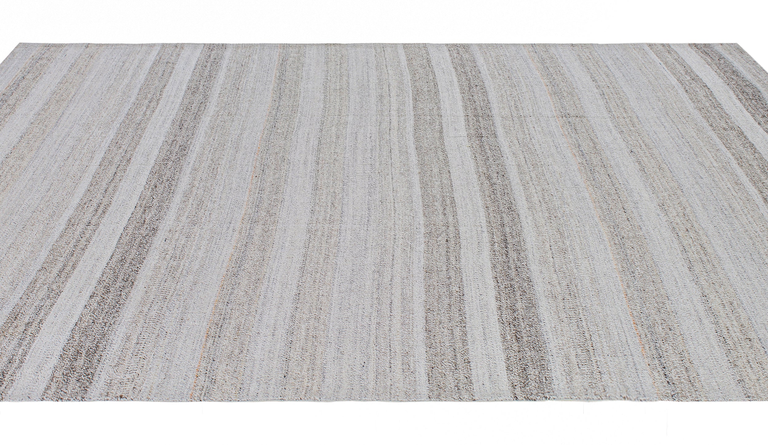 Handwoven Wool Rug in Mist Grey with Subtle Horizontal Striations