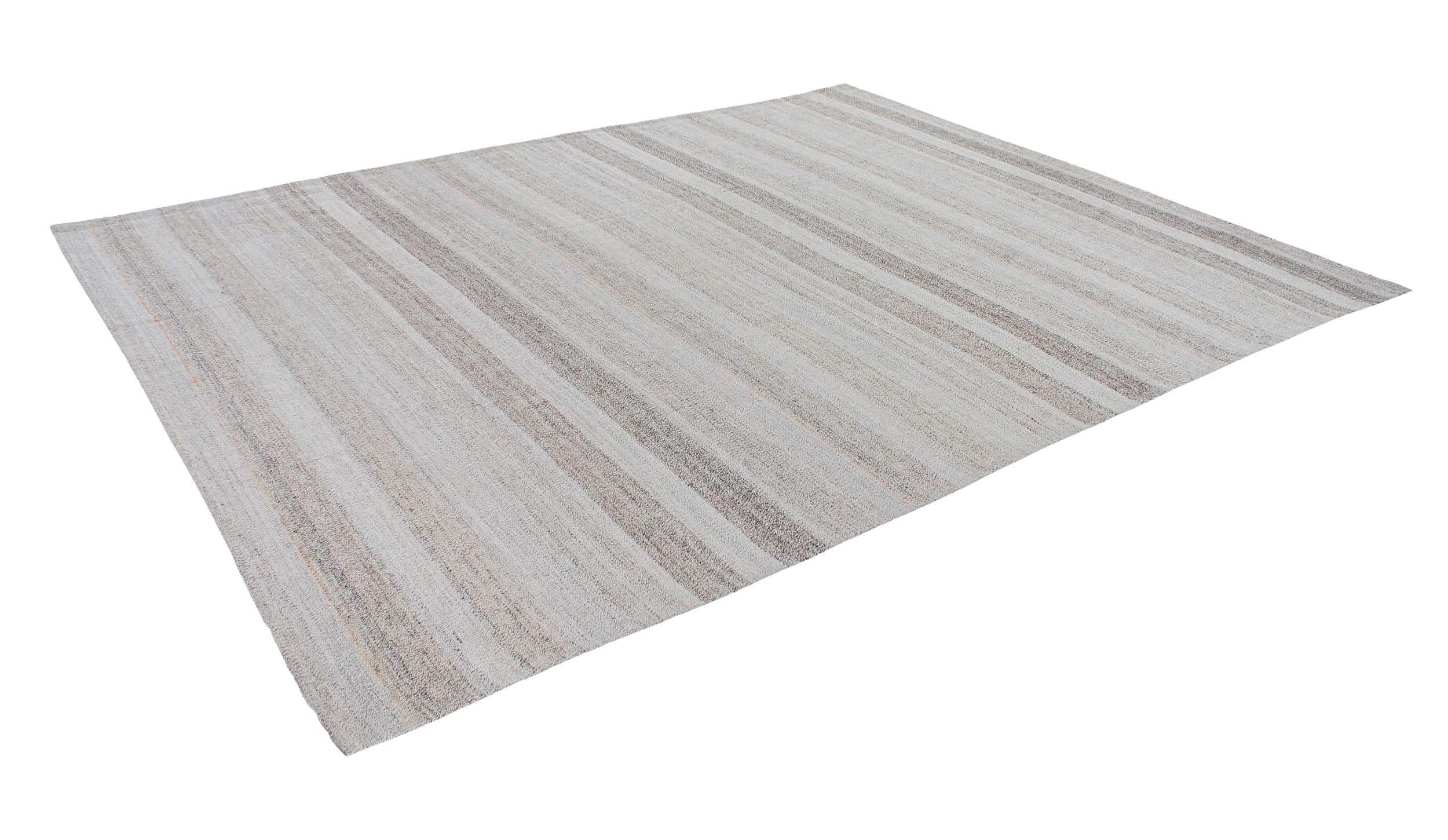 Handwoven Wool Rug in Mist Grey with Subtle Horizontal Striations