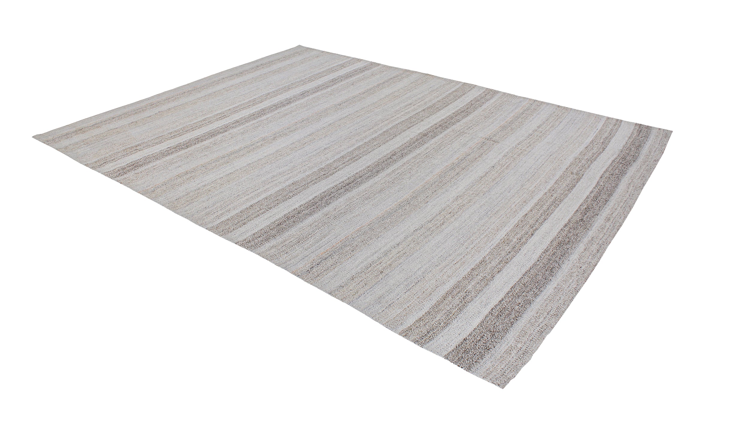 Handwoven Wool Rug in Mist Grey with Subtle Horizontal Striations