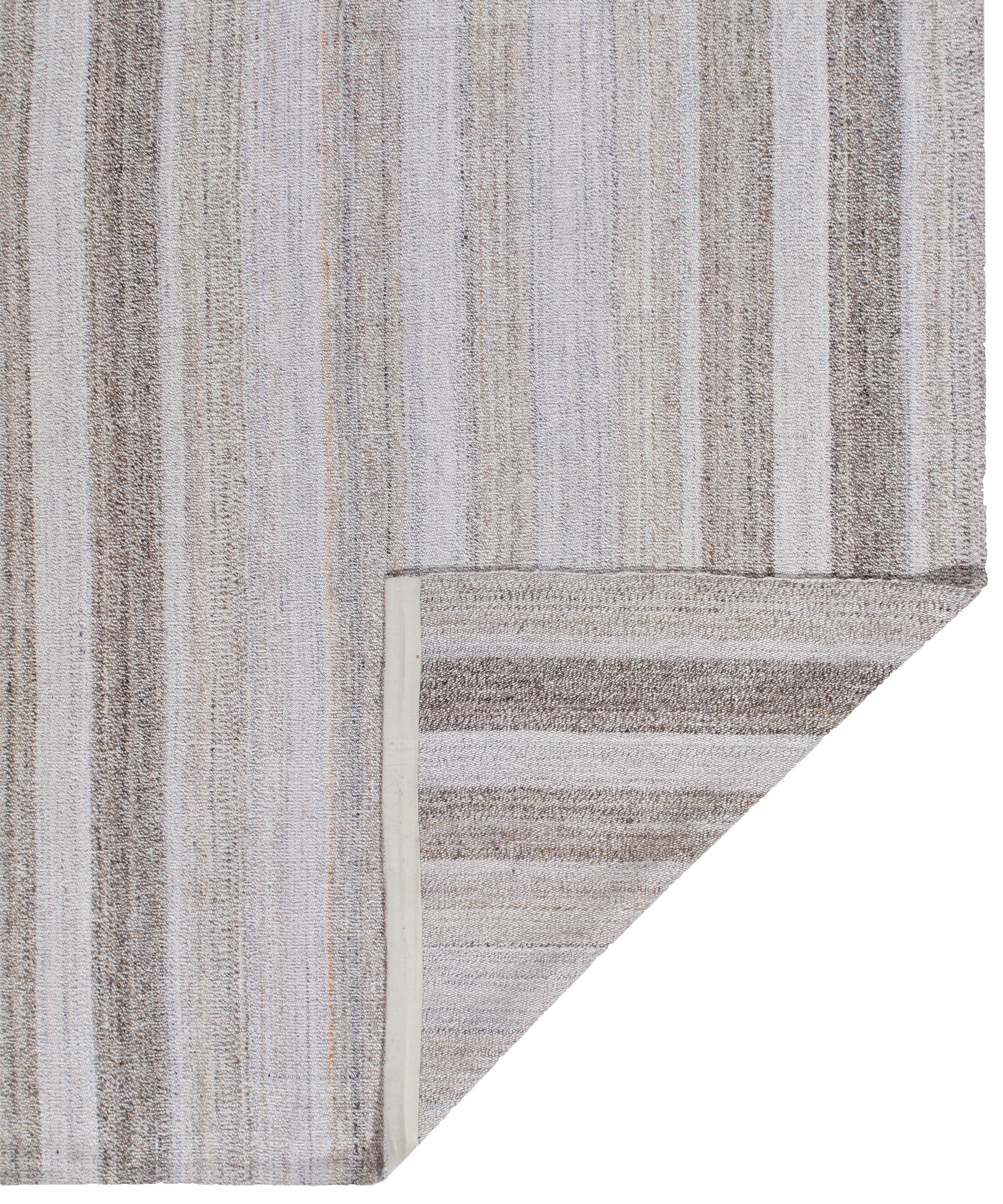 Handwoven Wool Rug in Mist Grey with Subtle Horizontal Striations