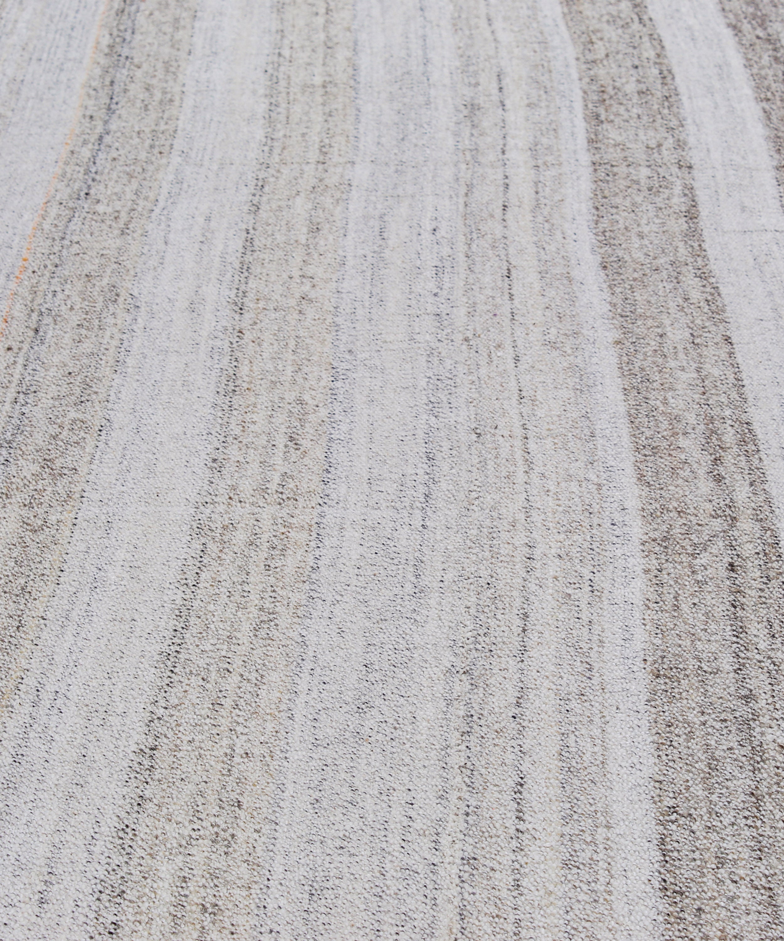 Handwoven Wool Rug in Mist Grey with Subtle Horizontal Striations