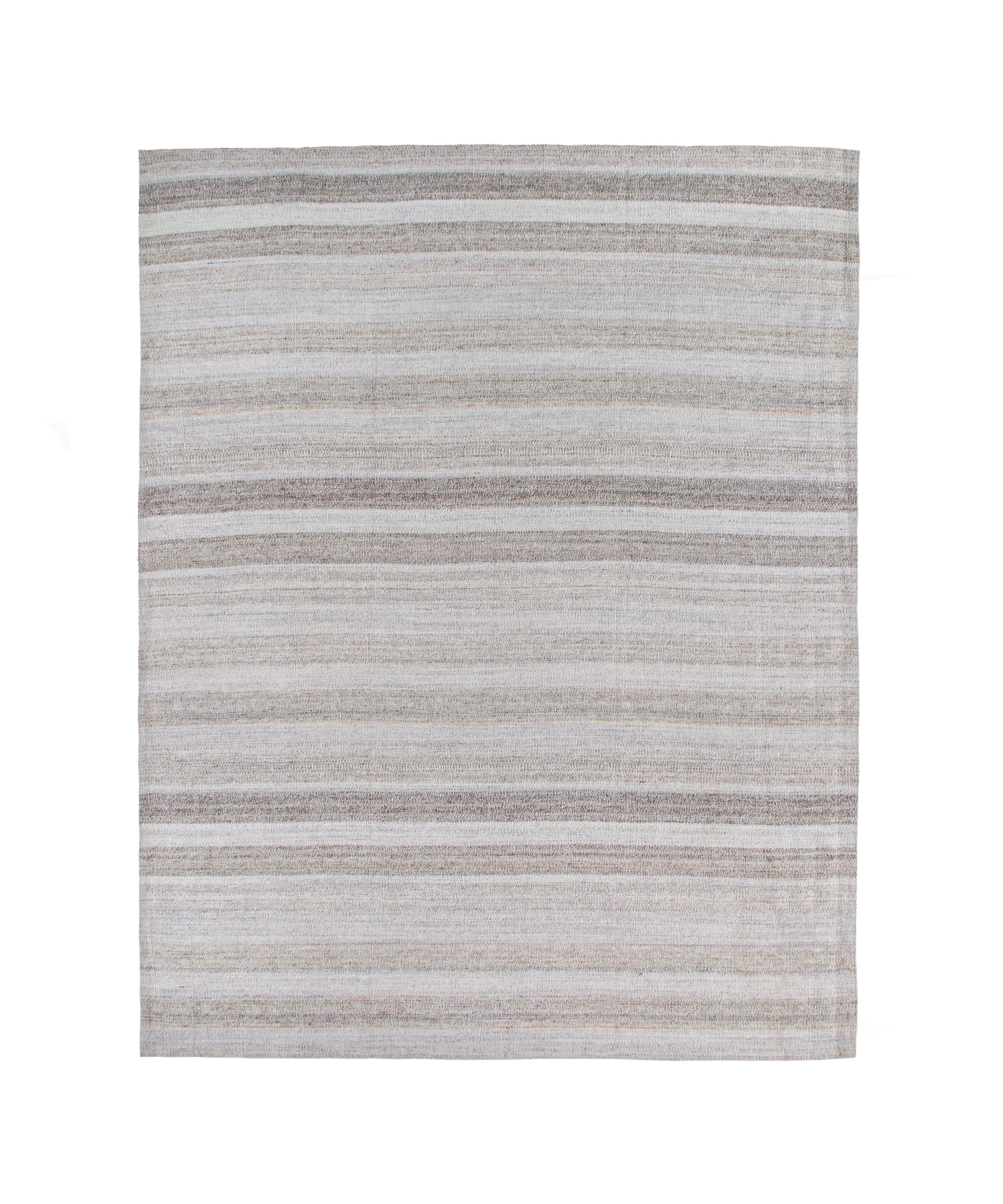 Handwoven Wool Rug in Mist Grey with Subtle Horizontal Striations