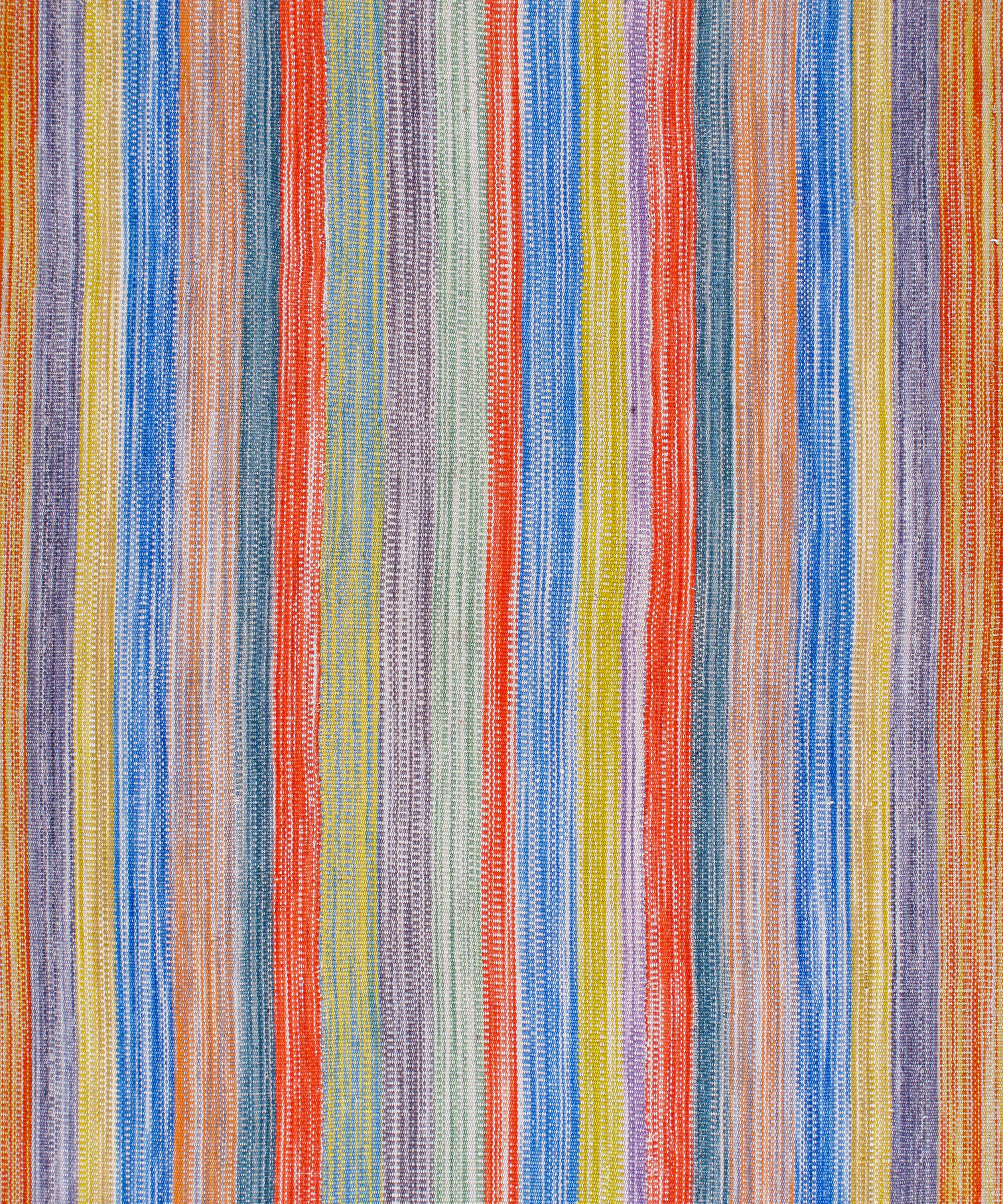 Handwoven Rainbow Stripe Wool Rug with Bright Multicolor Bands
