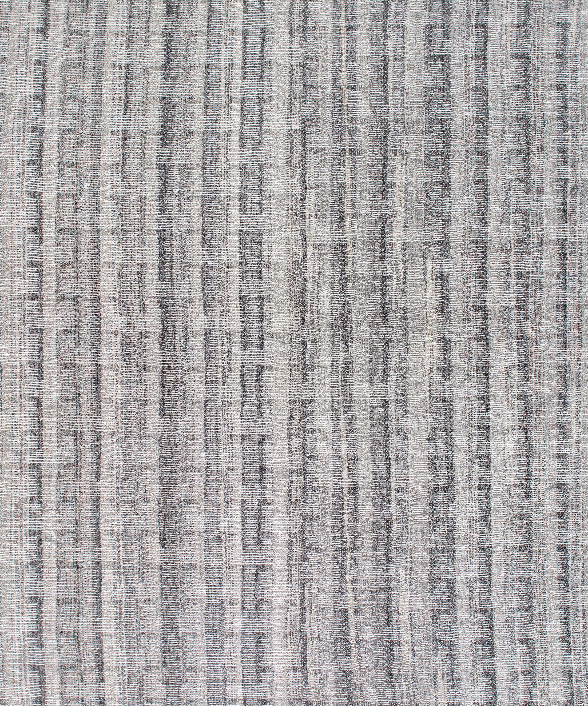 Handwoven Grey Wool Rug with Vertical Strié Texture and Tonal Pattern