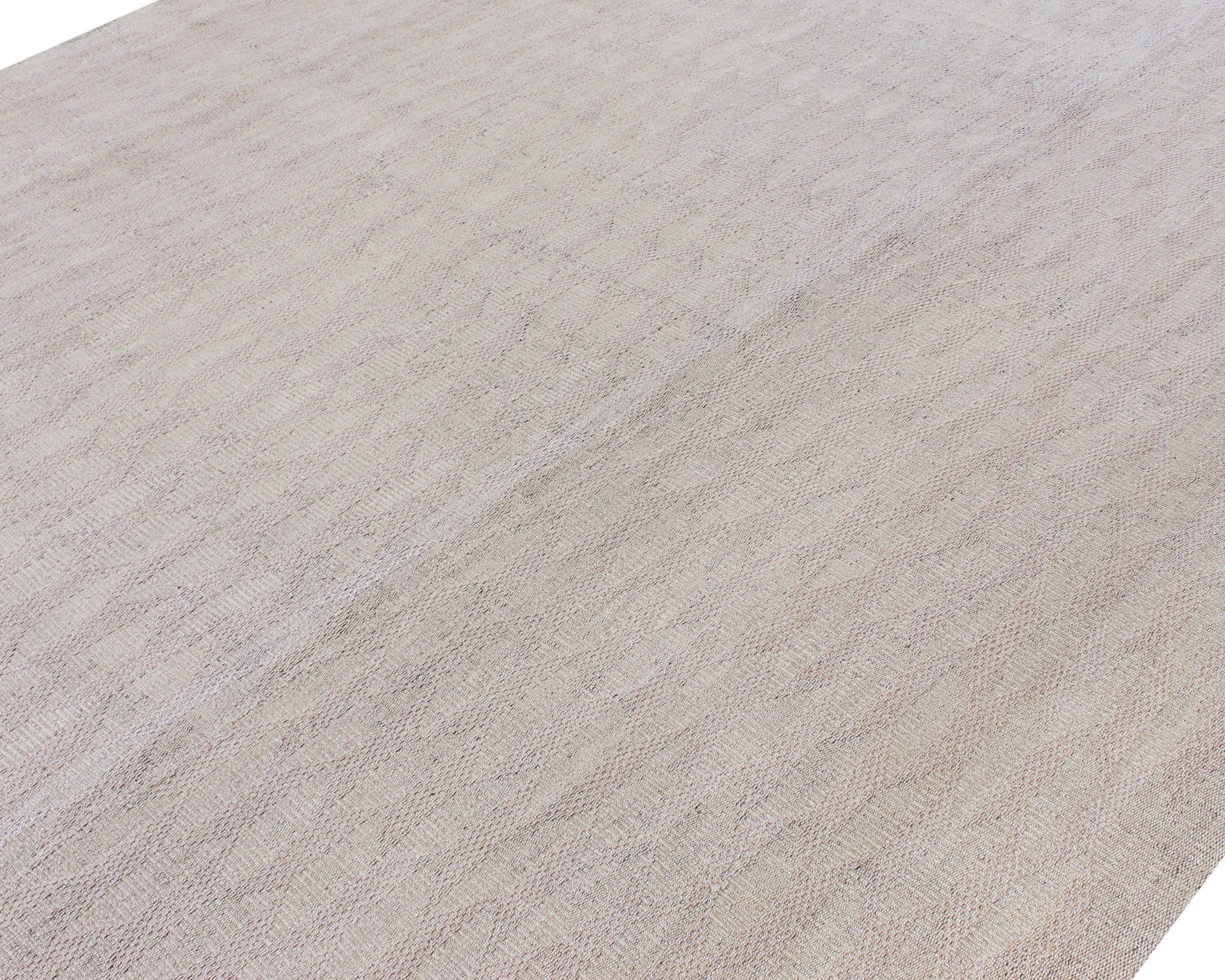 Neutral Grey Wool Rug with Soft Grid Texture and Tonal Depth