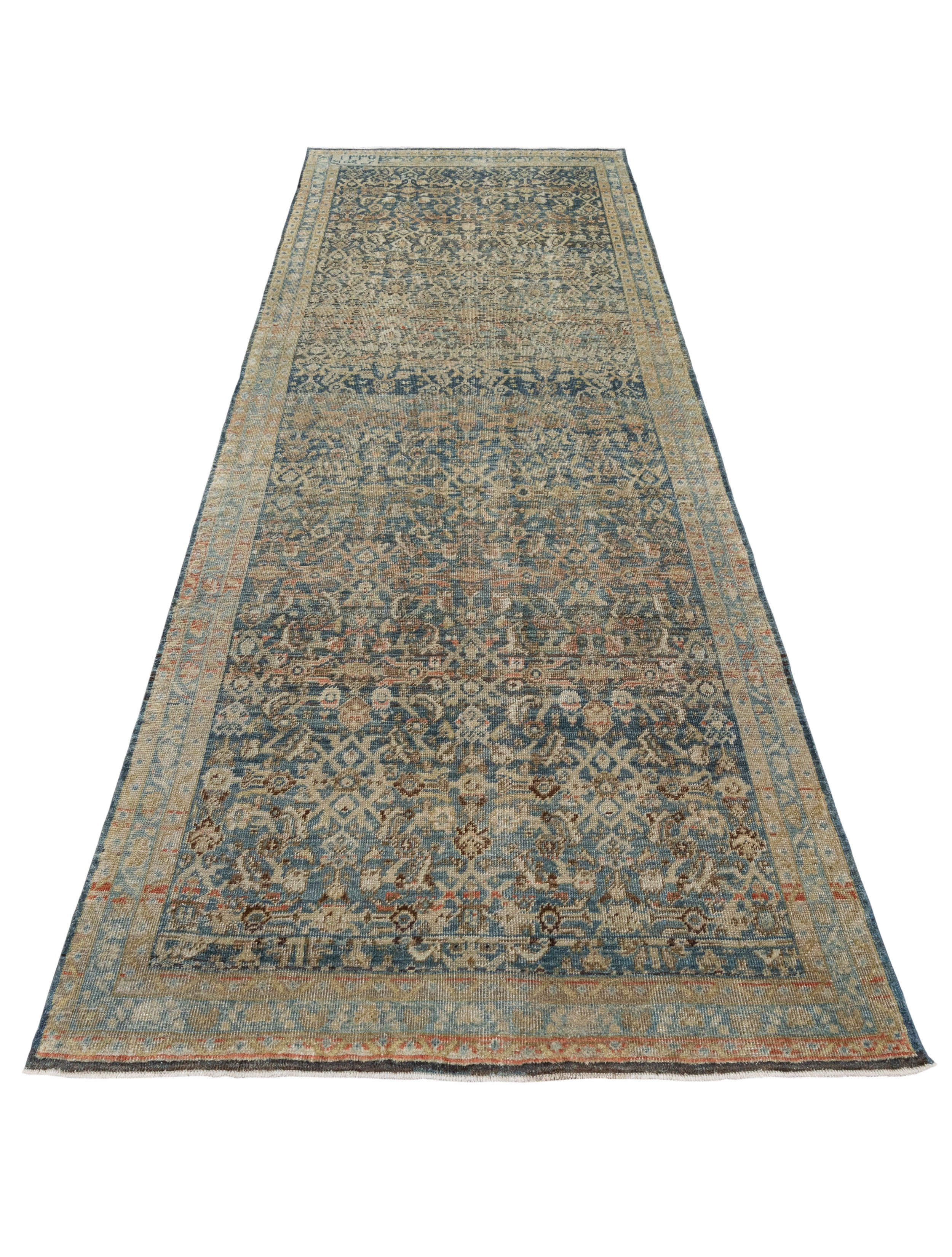 Antique-Style Blue and Beige Persian-Inspired Rug