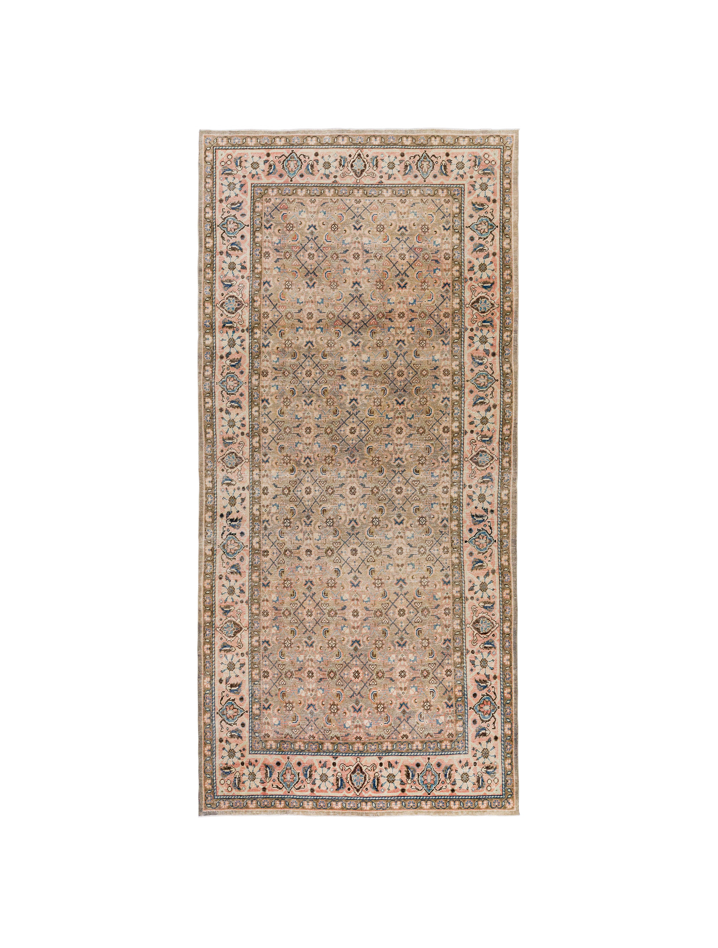 Vintage-Inspired Persian Rug in Earthy Taupe and Blush