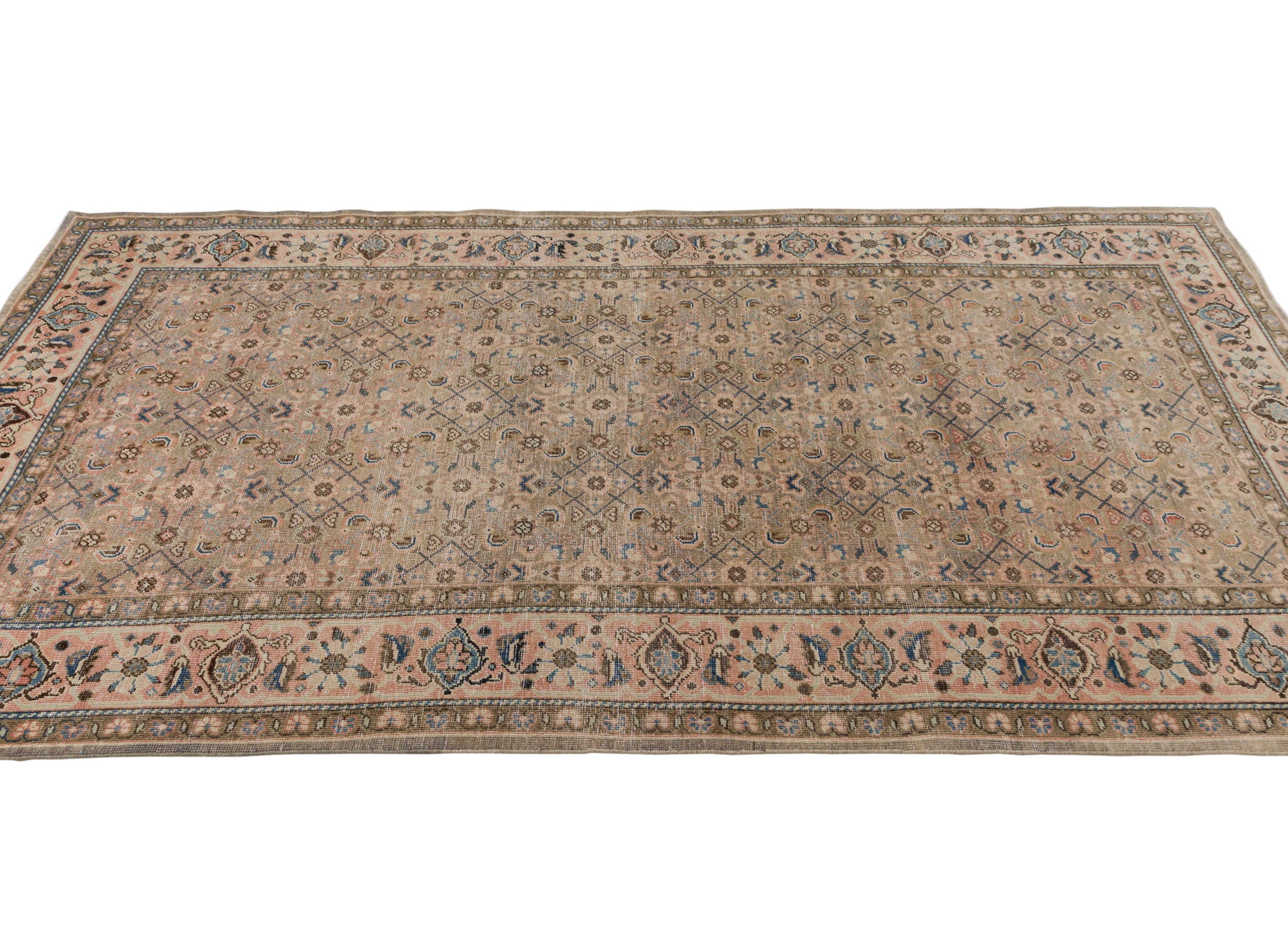 Vintage-Inspired Persian Rug in Earthy Taupe and Blush