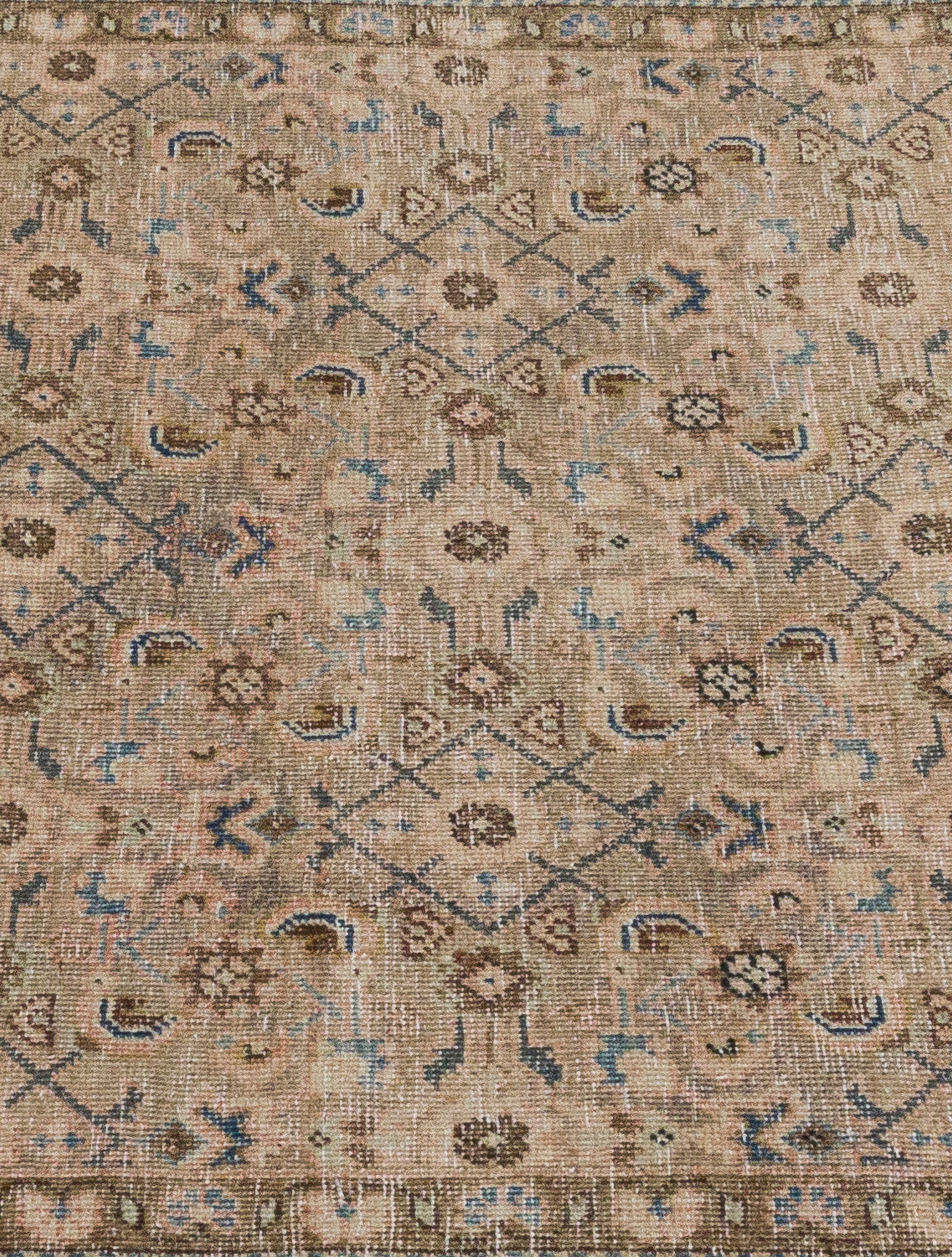 Vintage-Inspired Persian Rug in Earthy Taupe and Blush