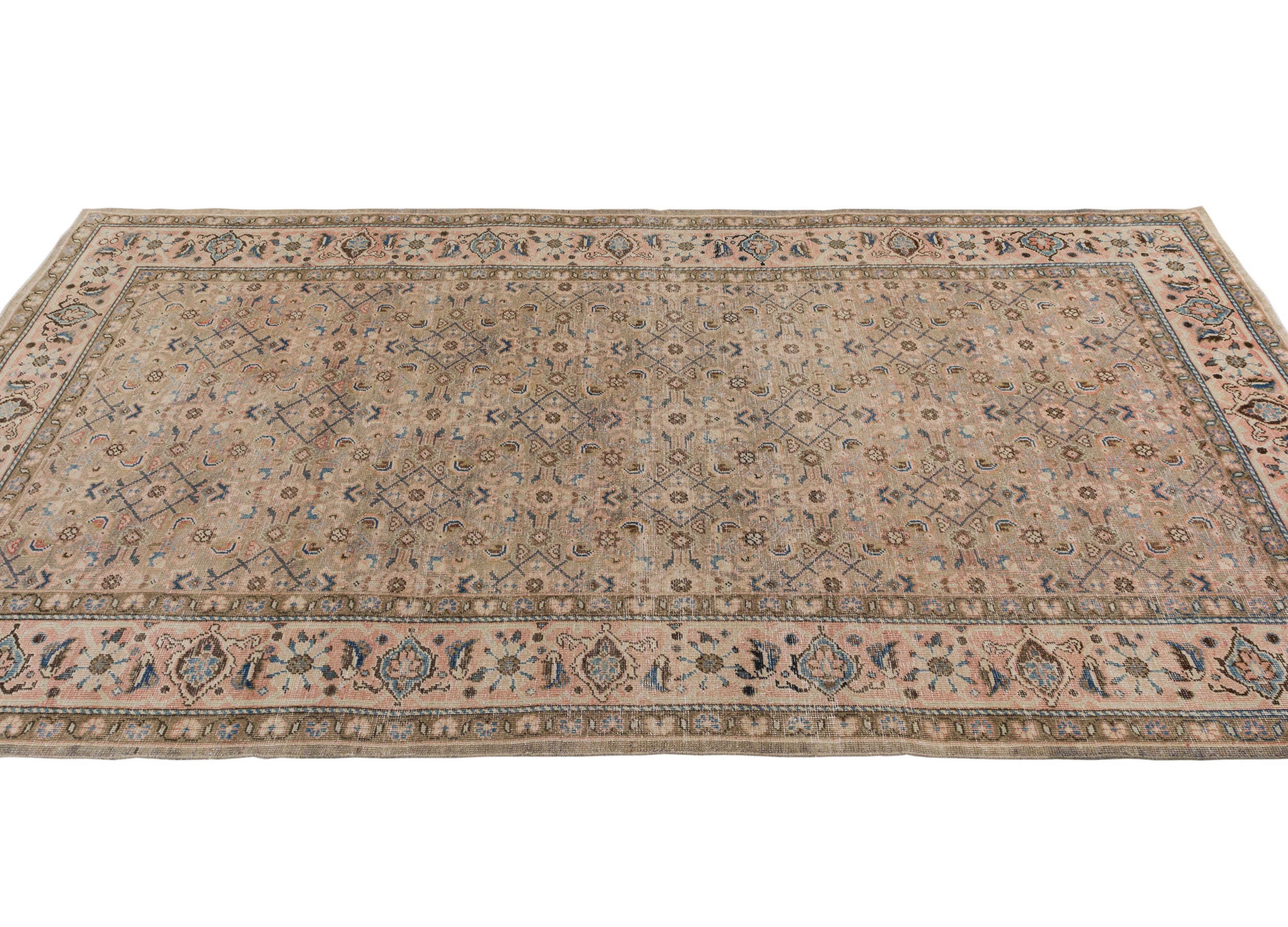 Vintage-Inspired Persian Rug in Earthy Taupe and Blush