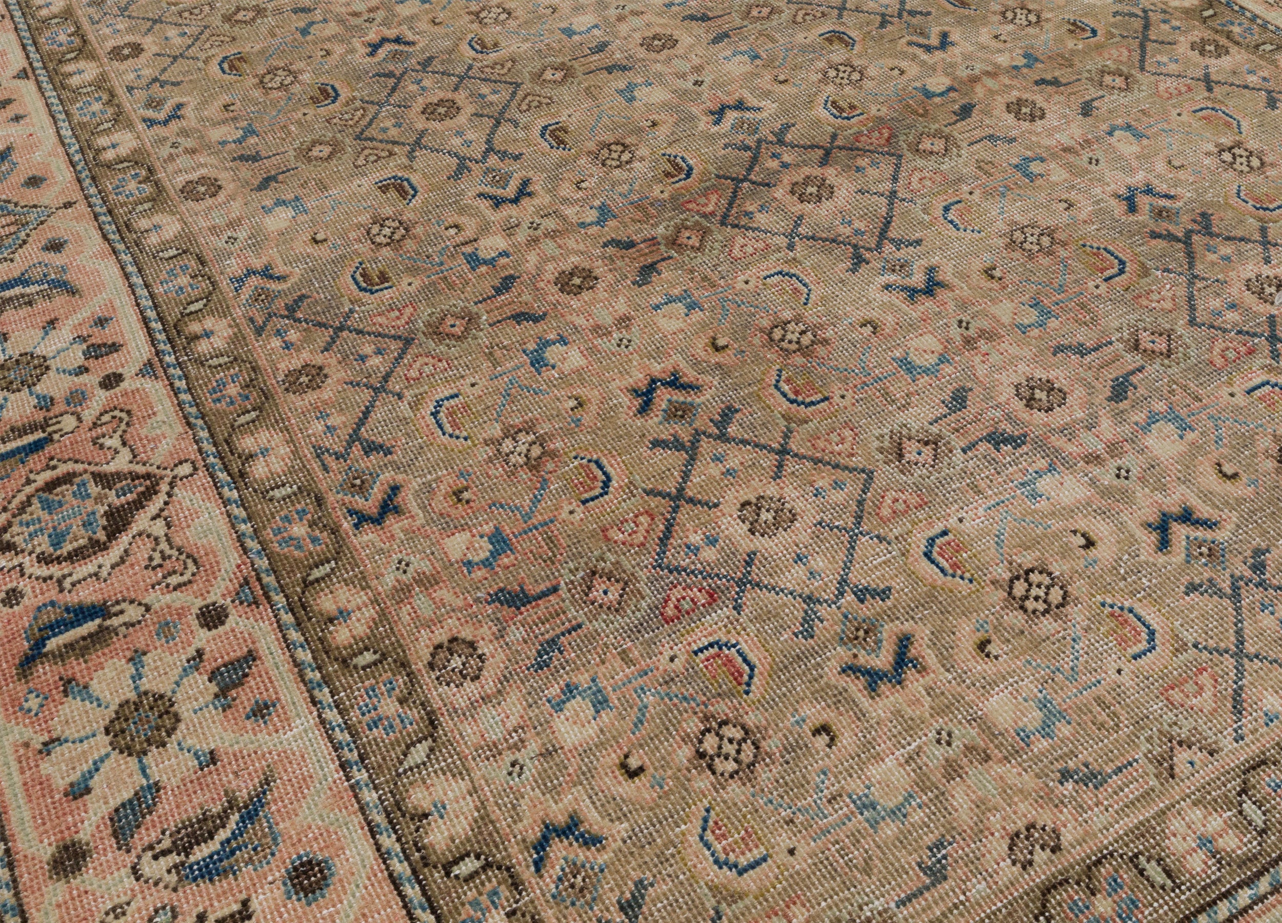 Vintage-Inspired Persian Rug in Earthy Taupe and Blush
