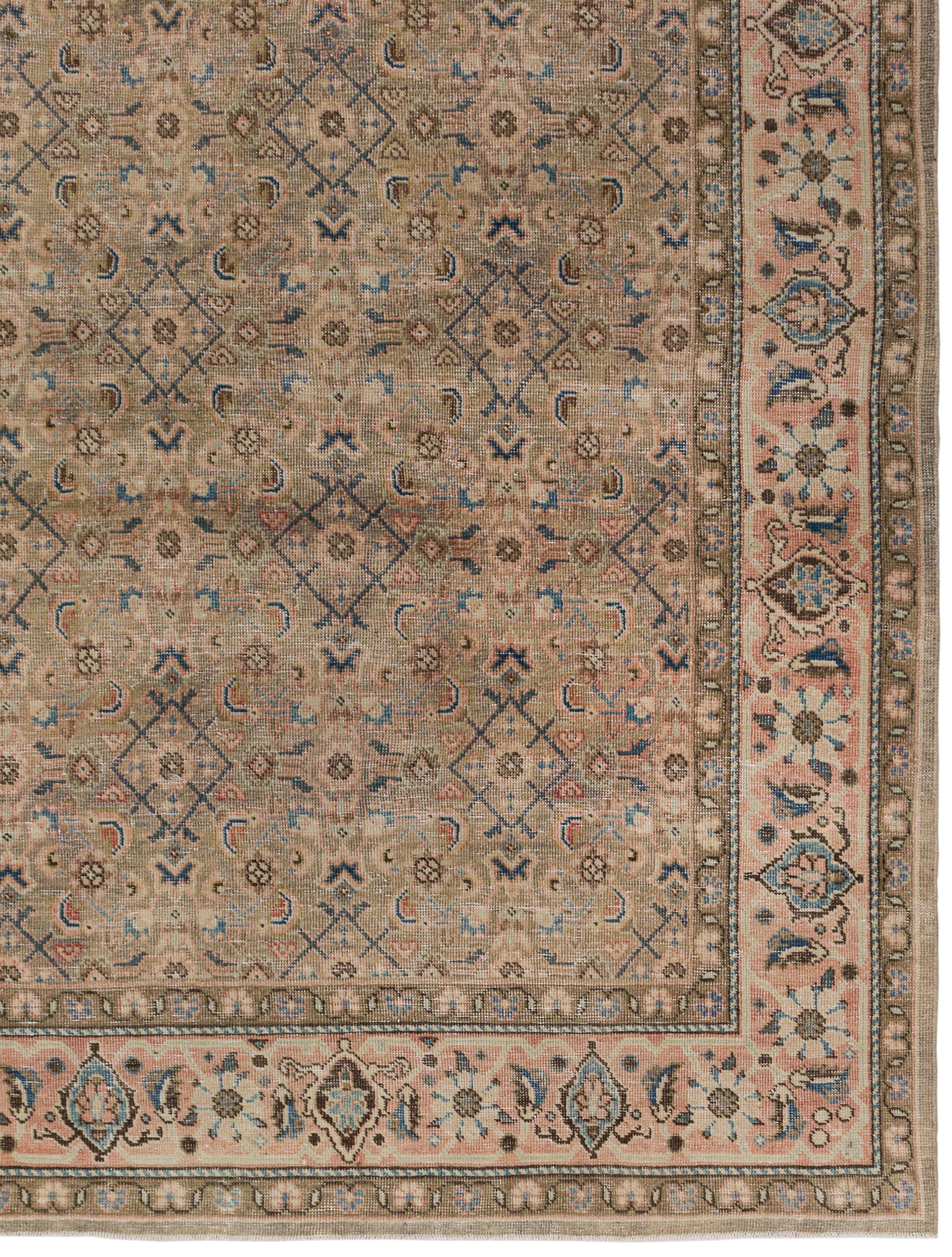 Vintage-Inspired Persian Rug in Earthy Taupe and Blush