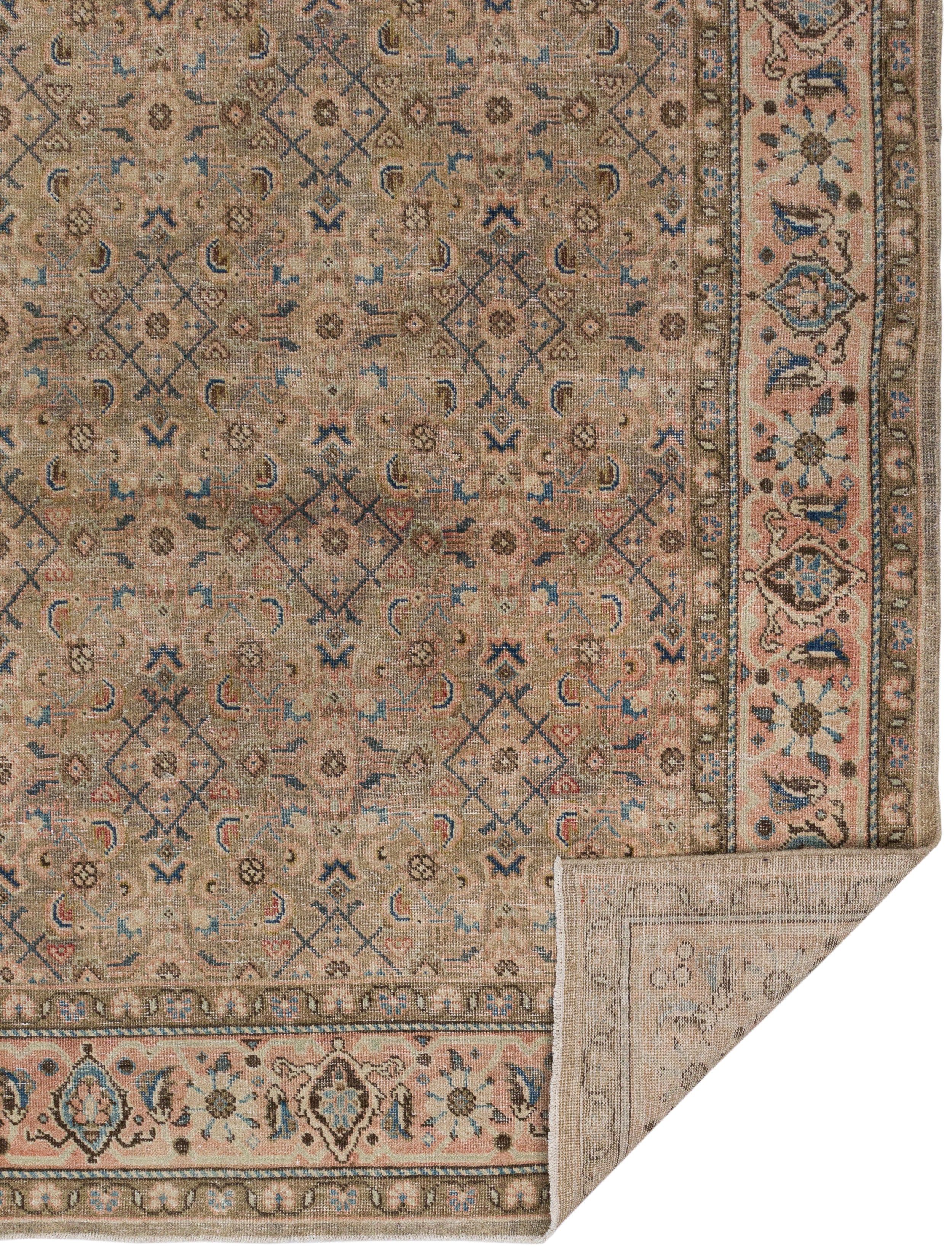 Vintage-Inspired Persian Rug in Earthy Taupe and Blush