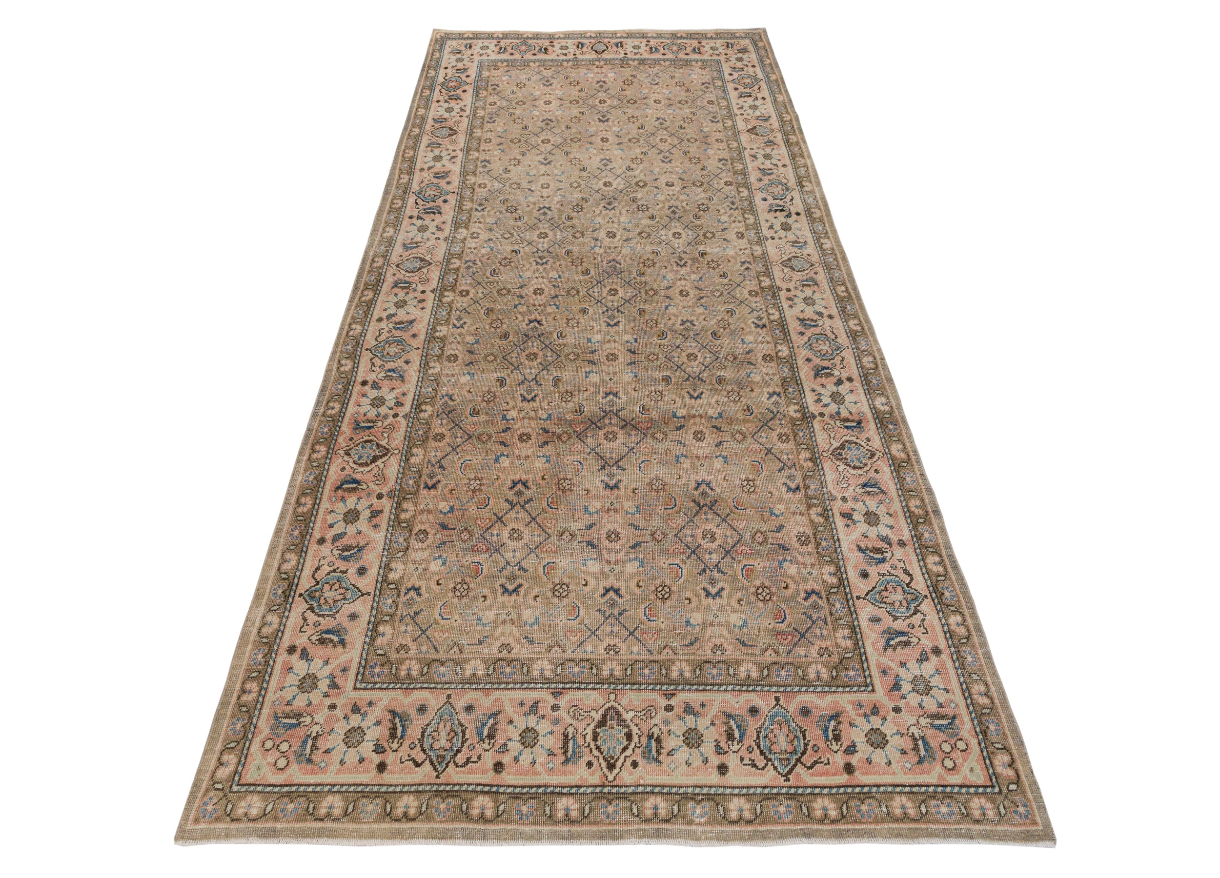Vintage-Inspired Persian Rug in Earthy Taupe and Blush