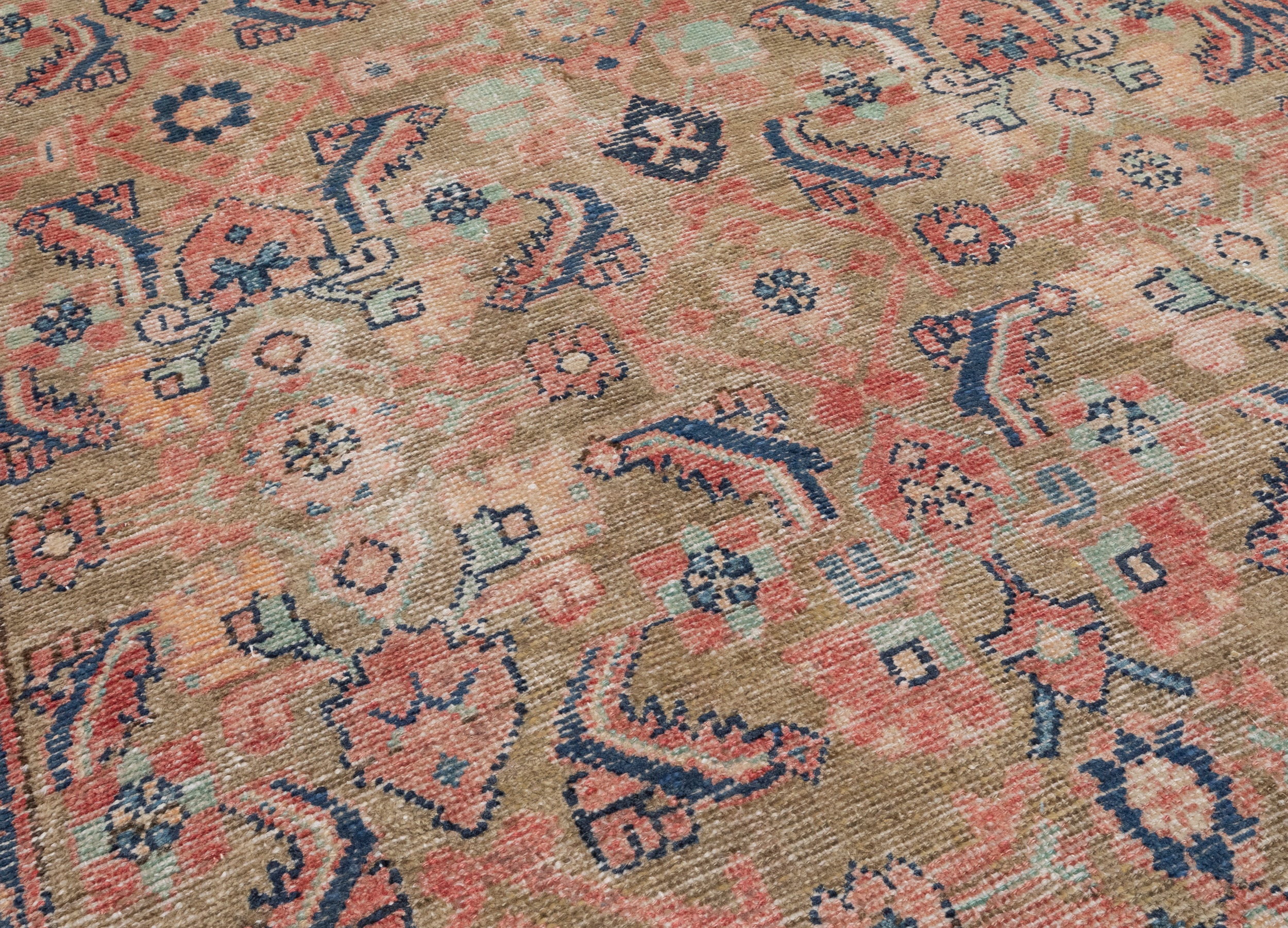 Antique Persian Runner with Floral Medallions and Coral Field