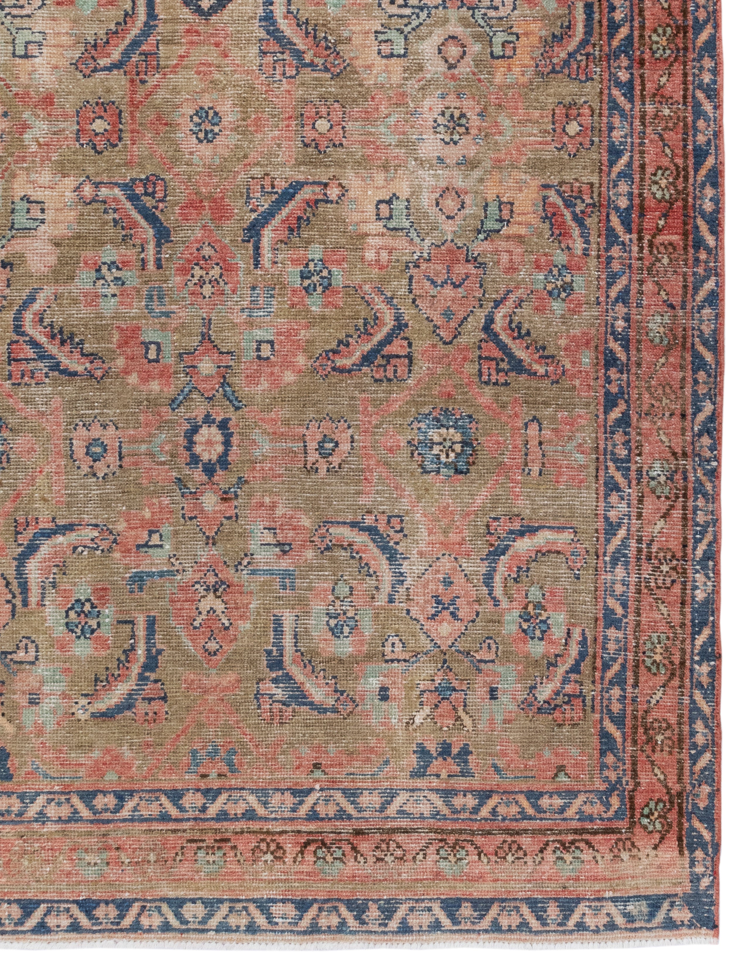 Antique Persian Runner with Floral Medallions and Coral Field