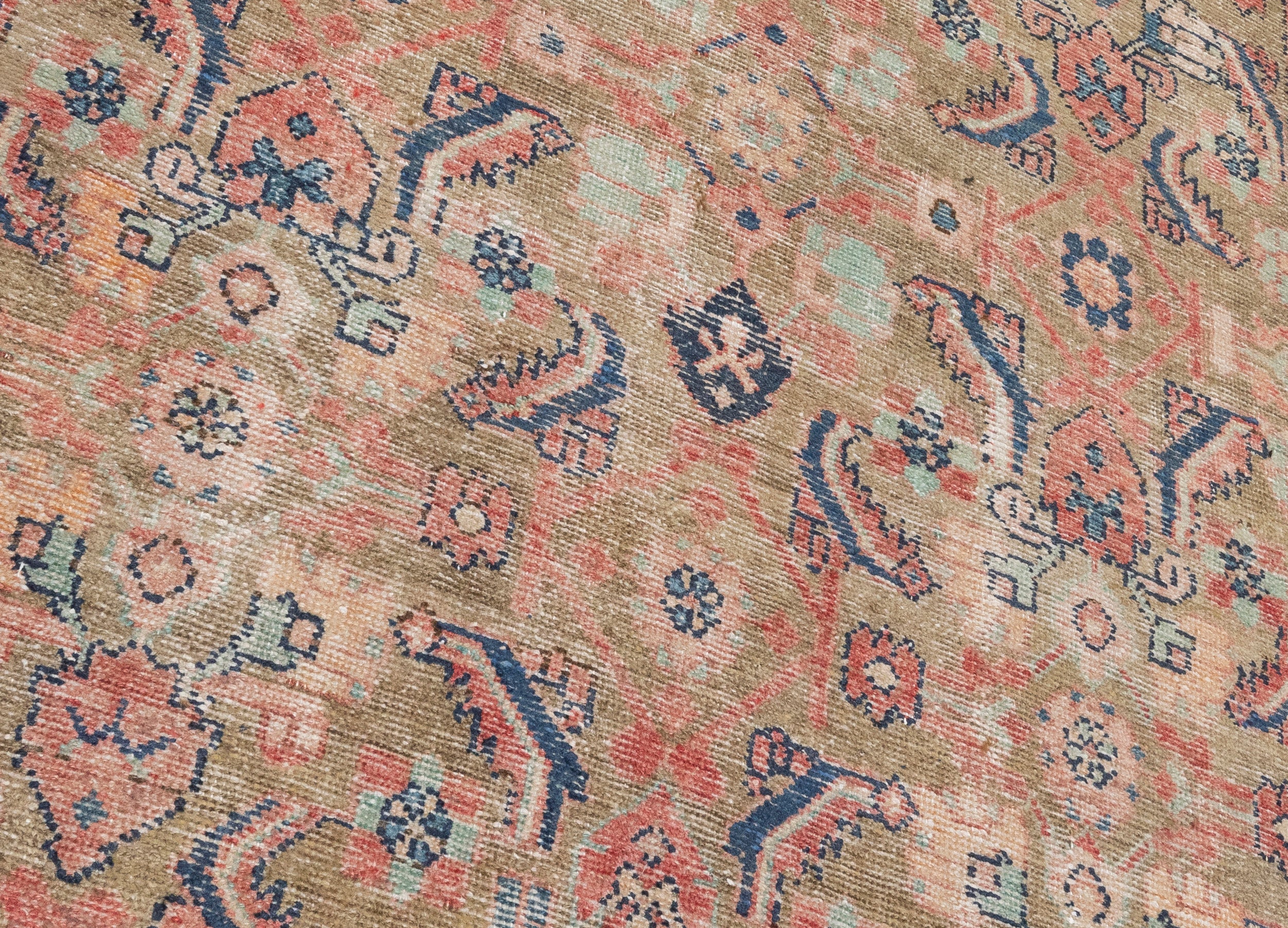 Antique Persian Runner with Floral Medallions and Coral Field