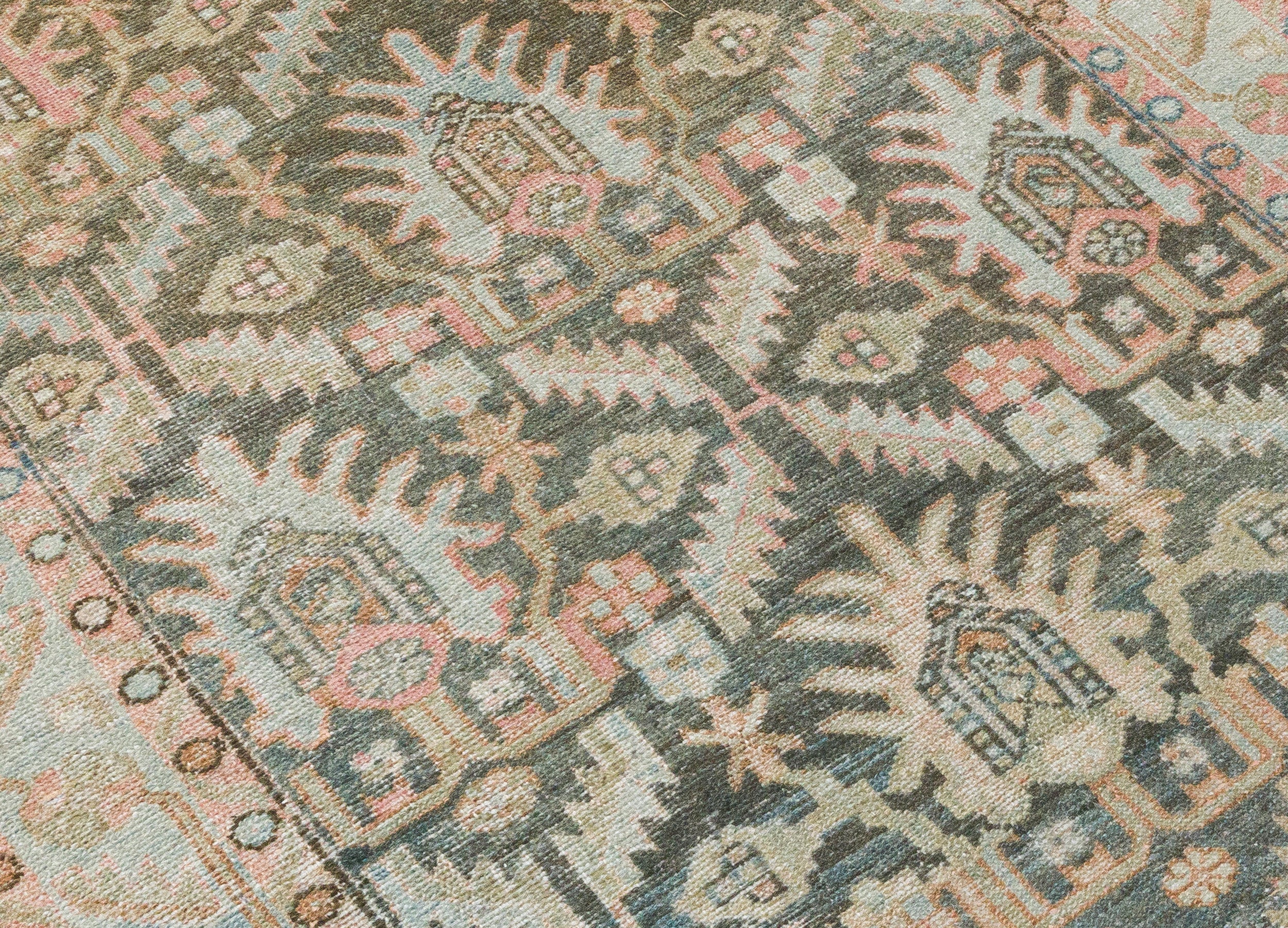 Antique Persian Runner with Sky Blue and Rust Tribal Floral Motif