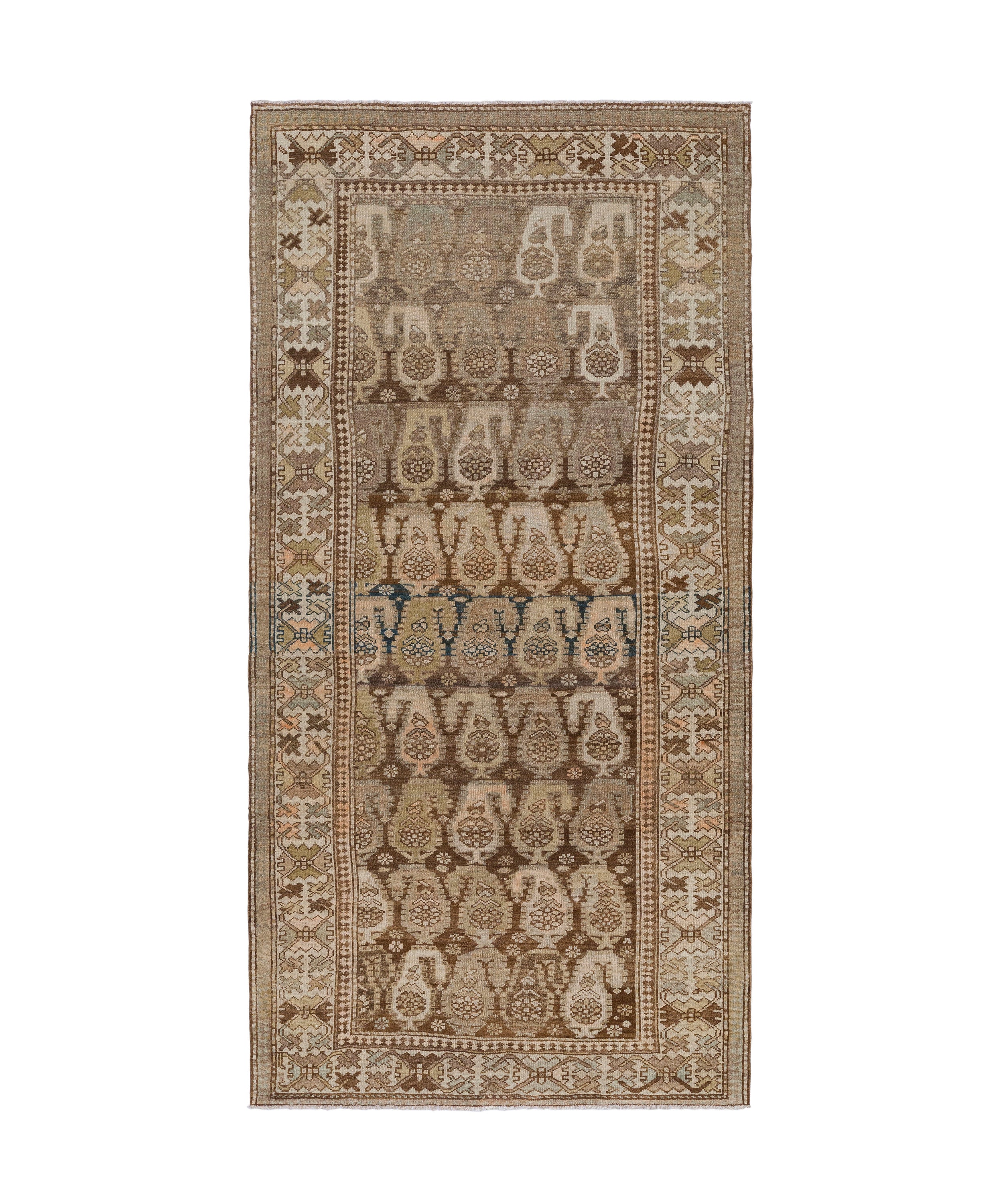 Antique Persian Rug with Paisley Boteh Motif in Earth Tones and Faded Indigo