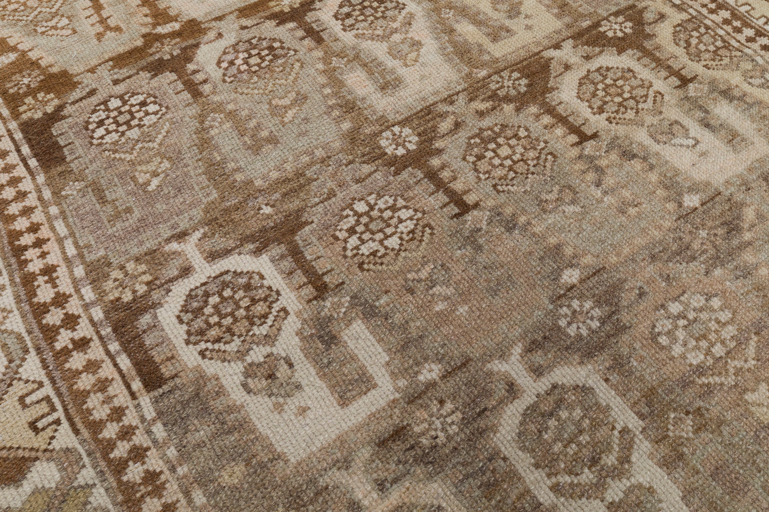 Antique Persian Rug with Paisley Boteh Motif in Earth Tones and Faded Indigo