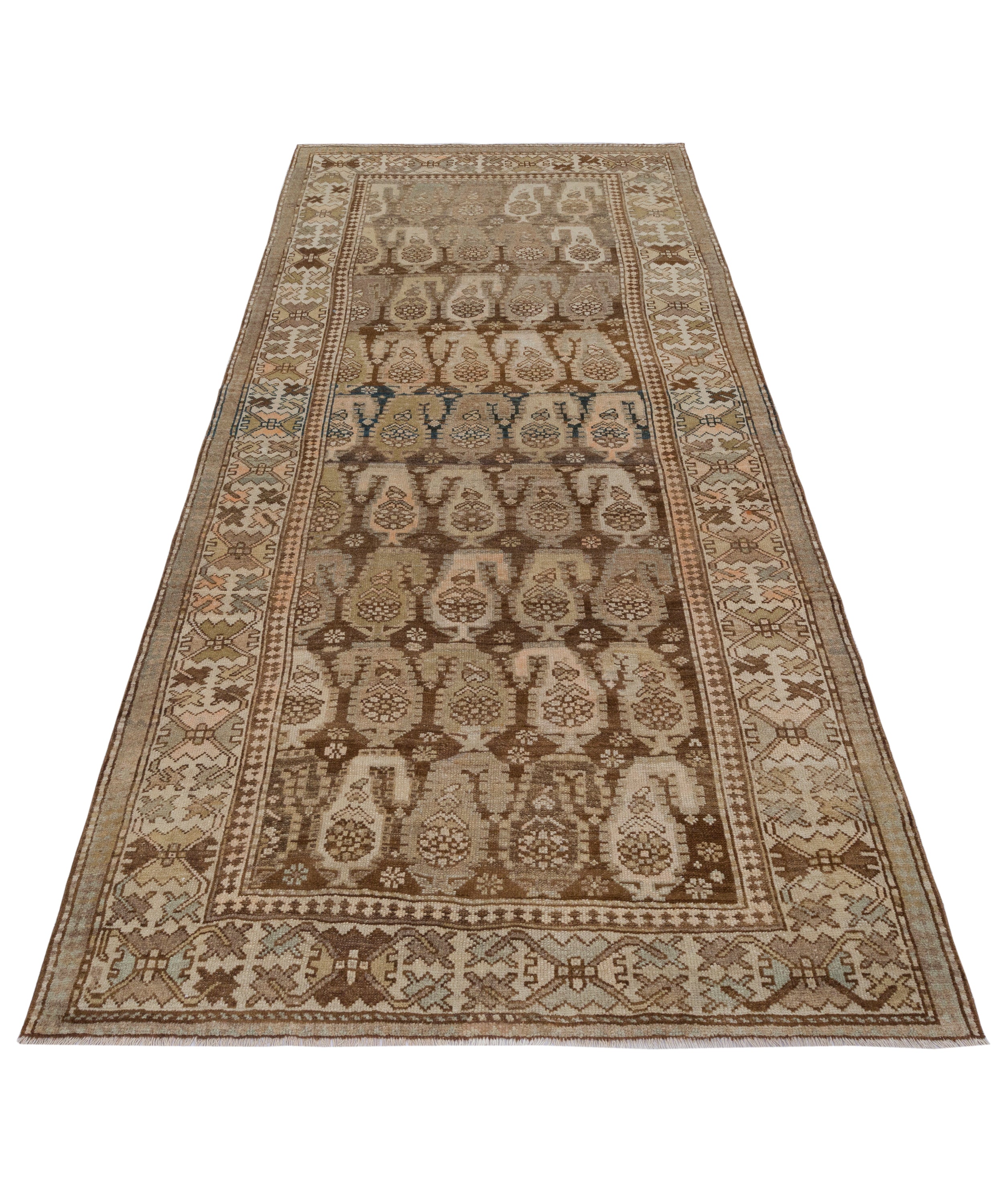 Antique Persian Rug with Paisley Boteh Motif in Earth Tones and Faded Indigo