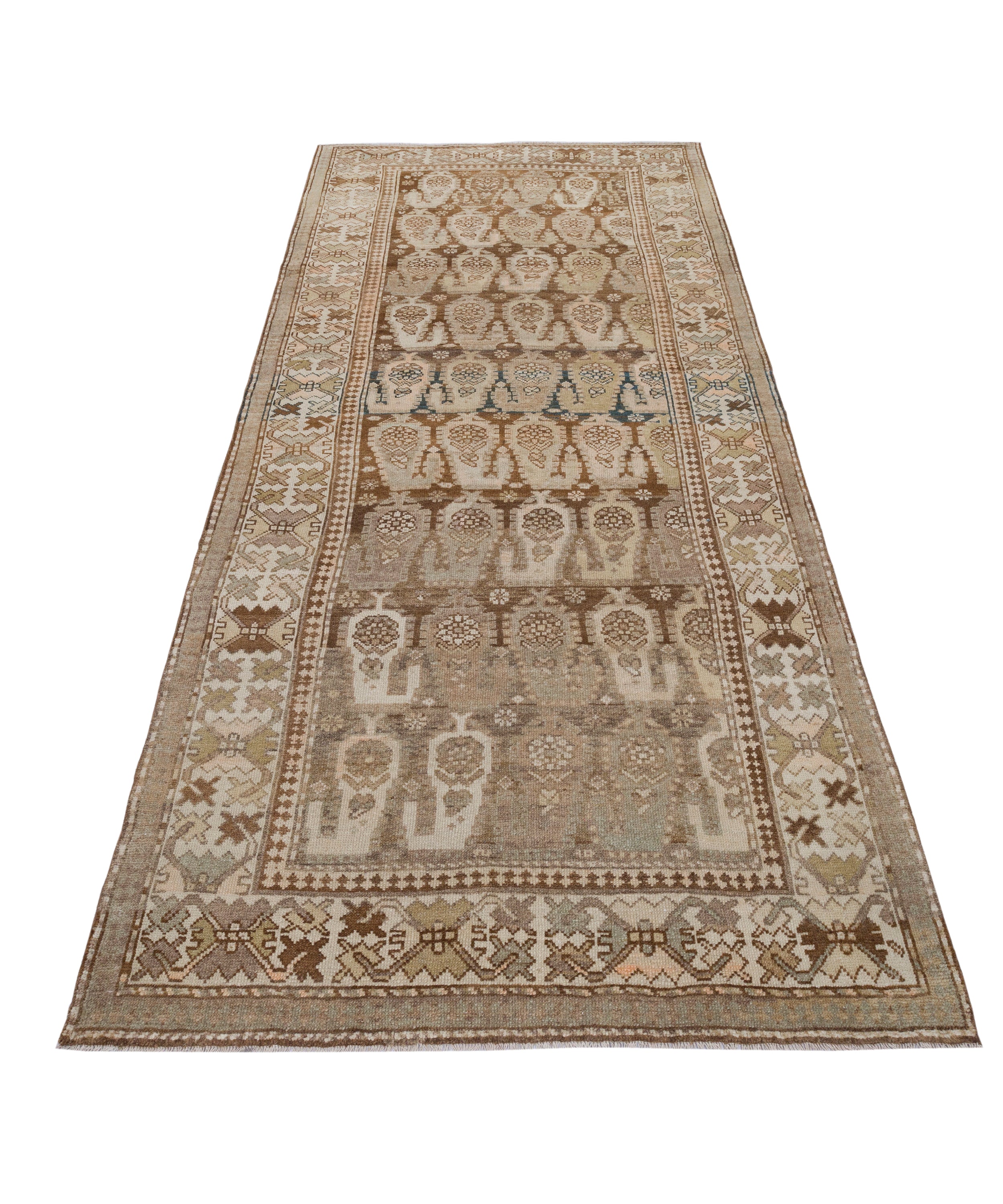 Antique Persian Rug with Paisley Boteh Motif in Earth Tones and Faded Indigo
