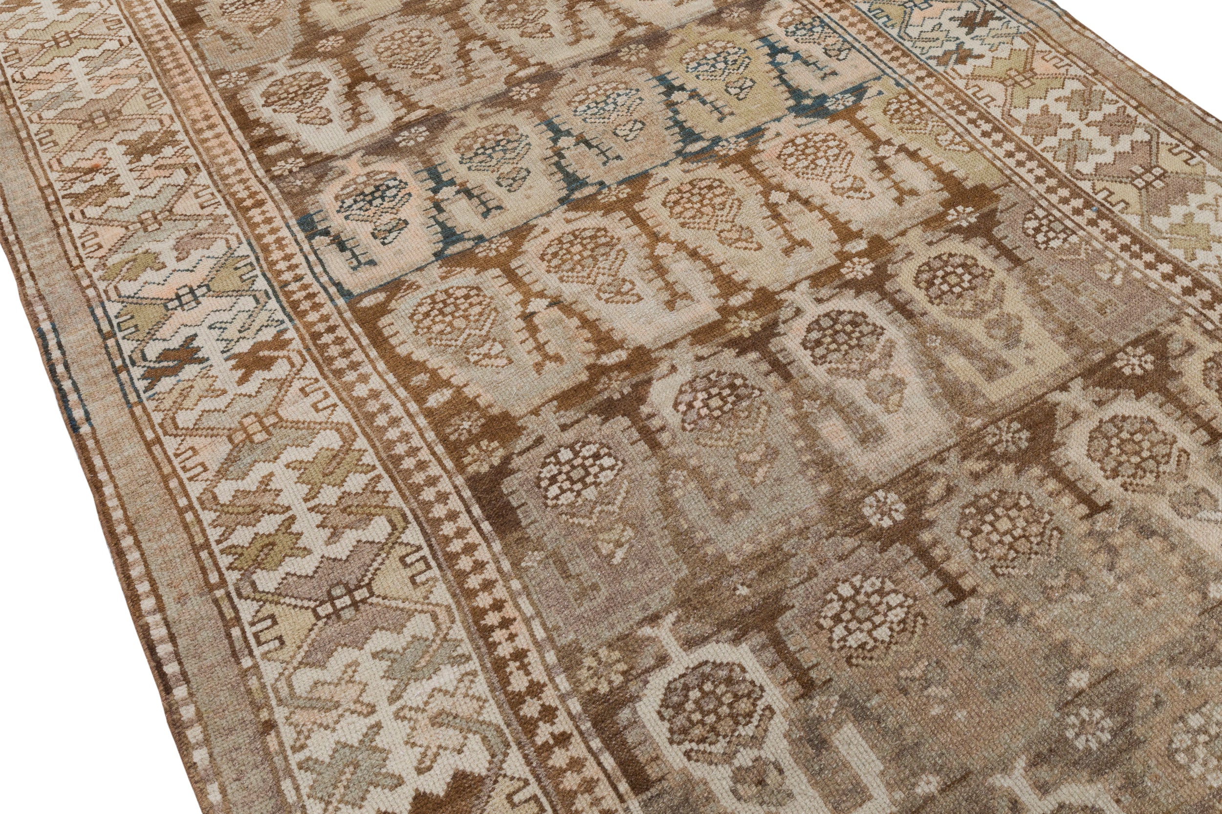 Antique Persian Rug with Paisley Boteh Motif in Earth Tones and Faded Indigo