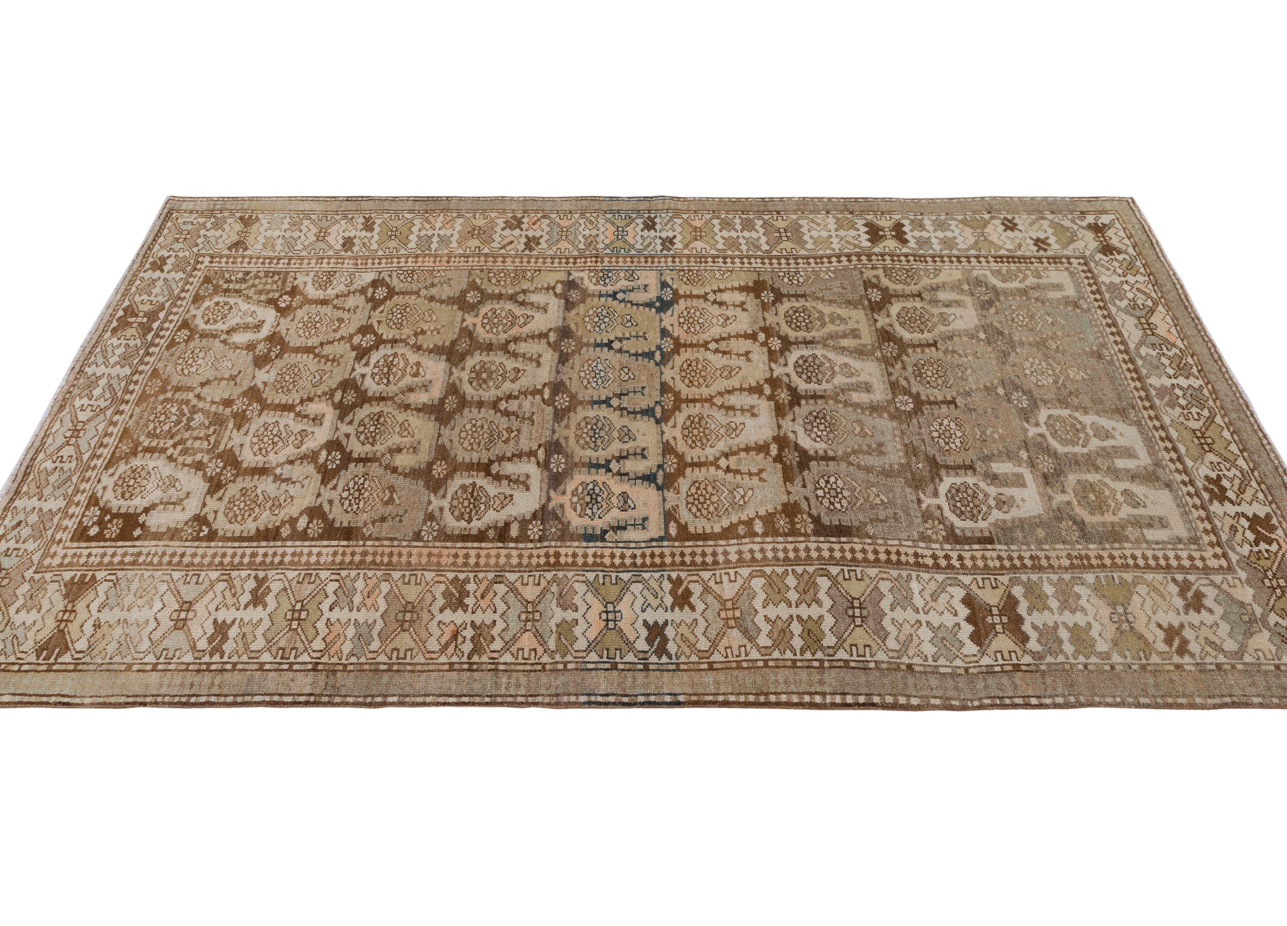 Antique Persian Rug with Paisley Boteh Motif in Earth Tones and Faded Indigo