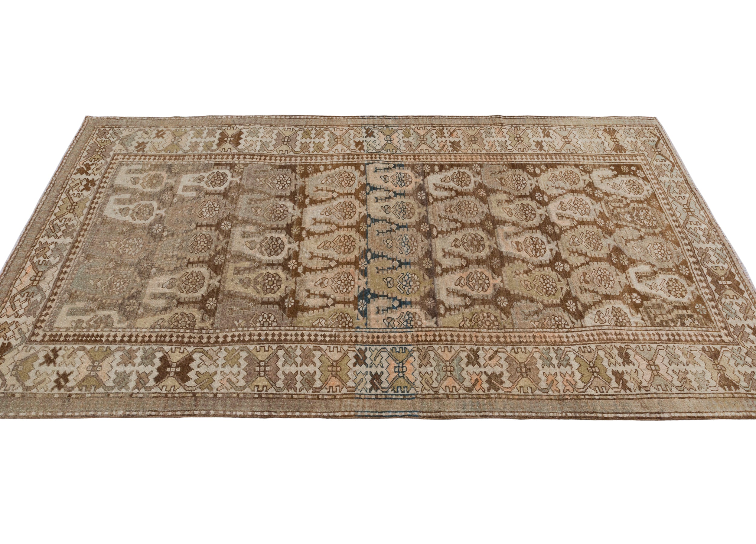 Antique Persian Rug with Paisley Boteh Motif in Earth Tones and Faded Indigo