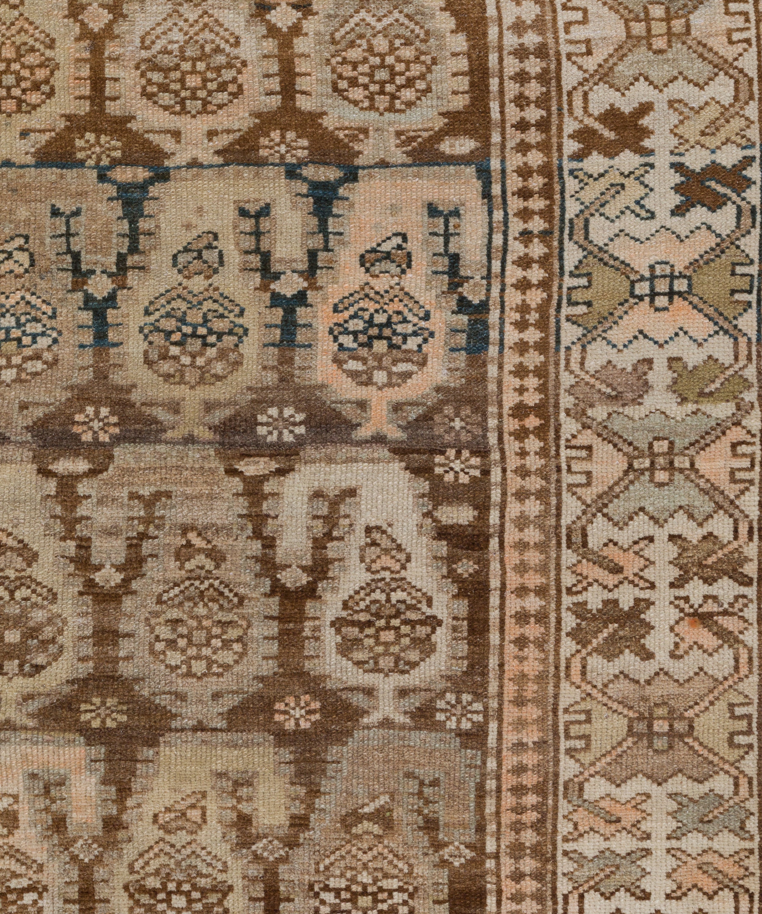 Antique Persian Rug with Paisley Boteh Motif in Earth Tones and Faded Indigo
