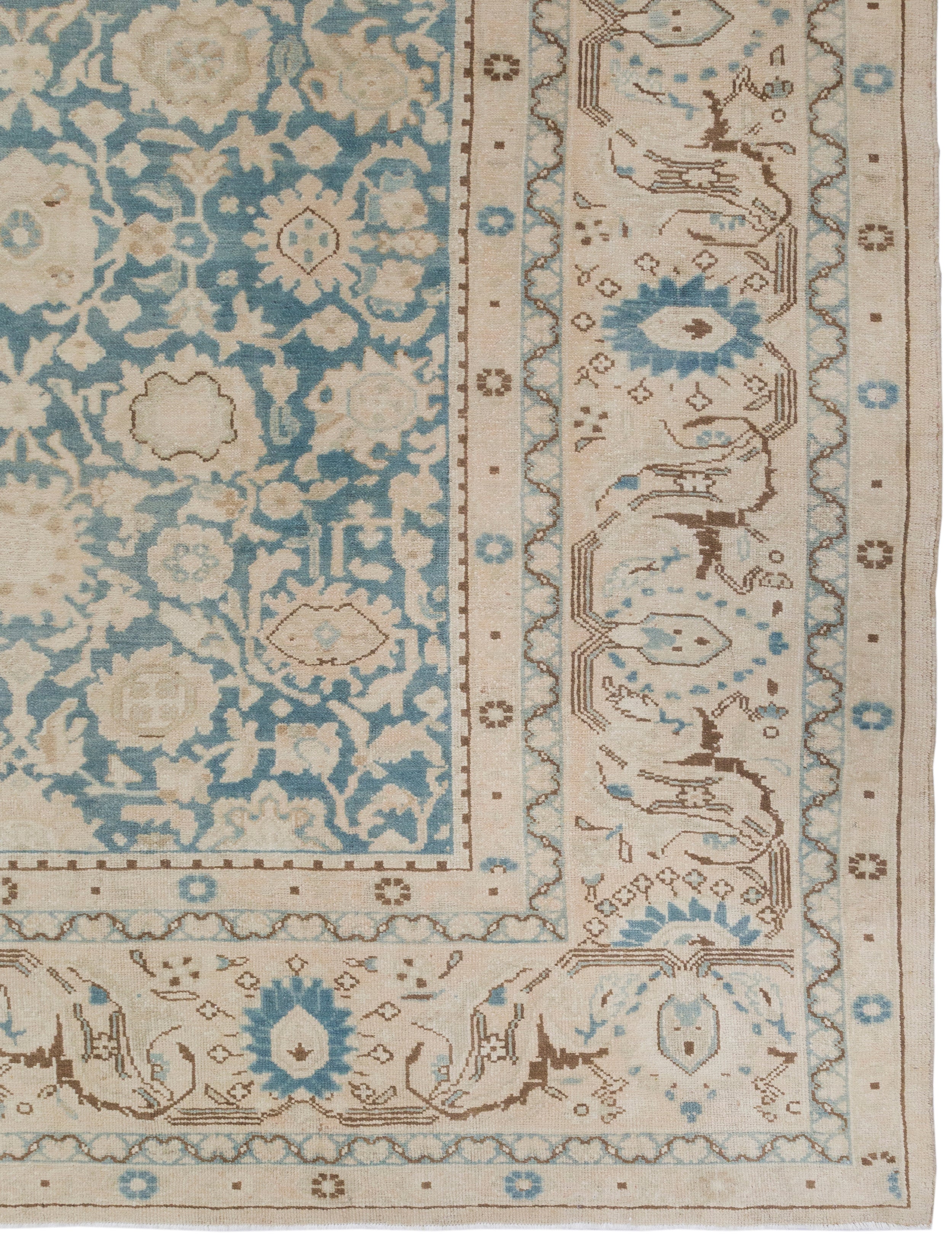Pale Blue and Ivory Persian Rug with Classic Floral Medallion Design